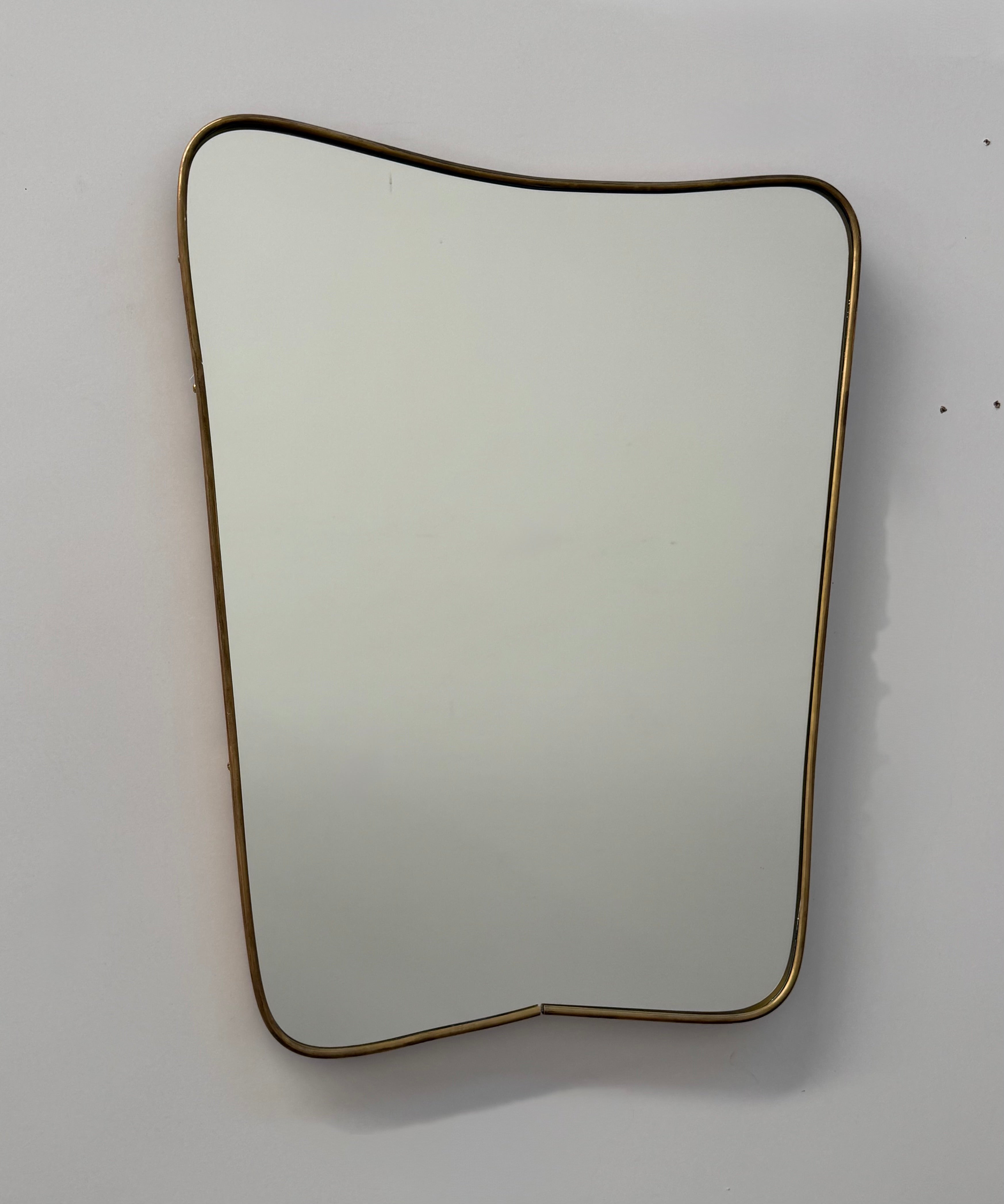 Vintage Italian Brass Shield Mirror