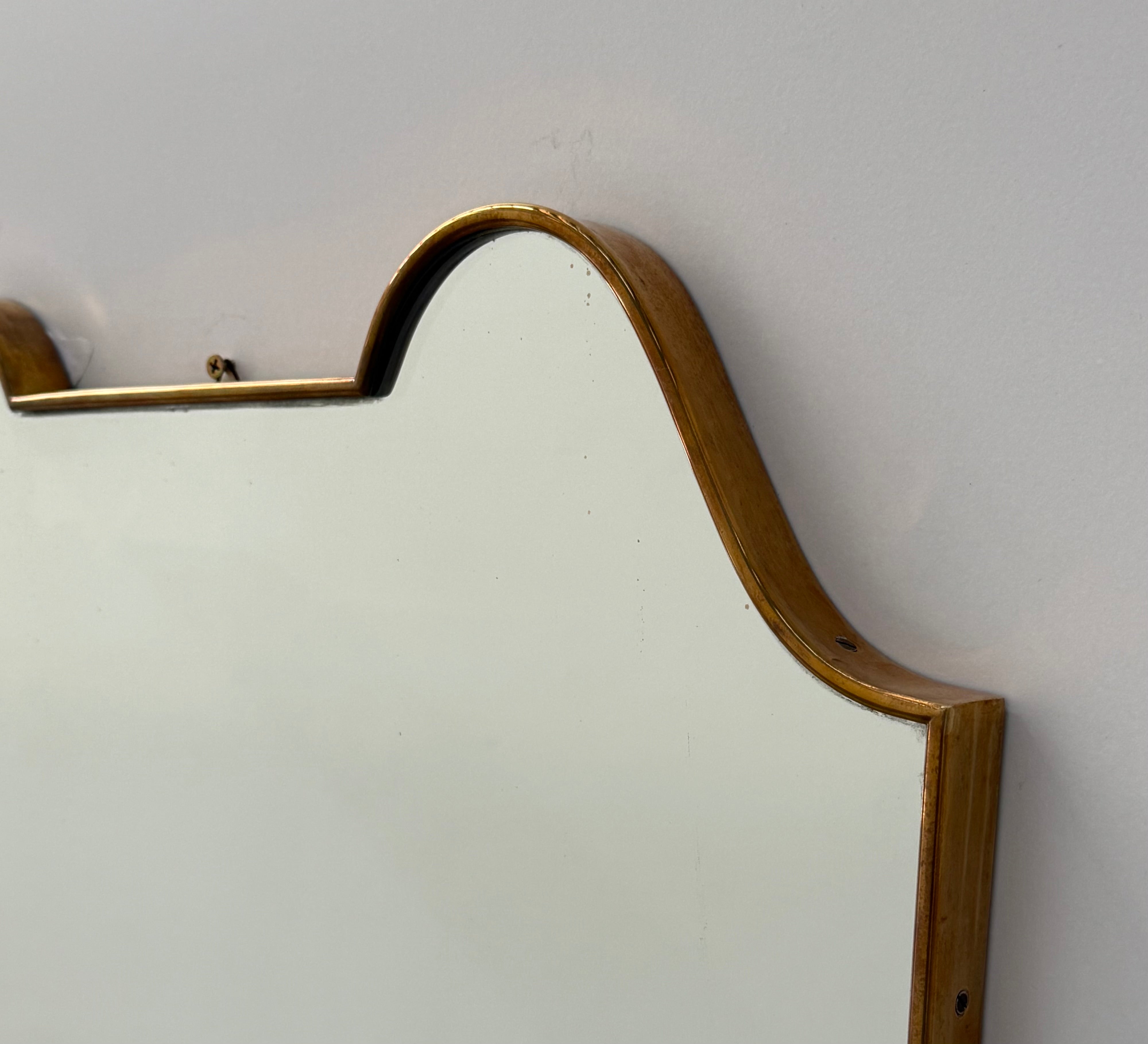 Vintage Italian Brass Shield Mirror