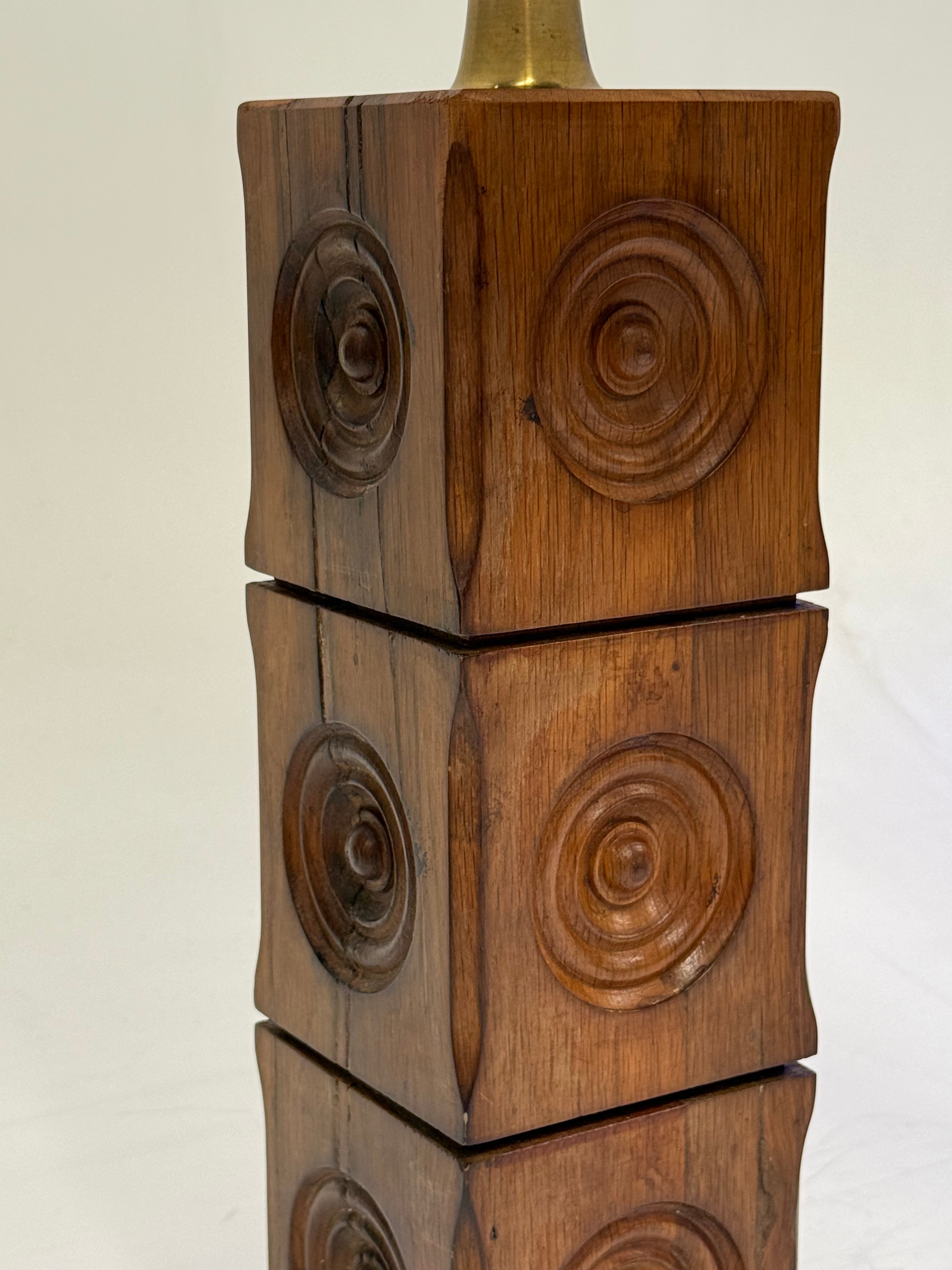 Vintage Carved Timber Table Lamps - Two Available