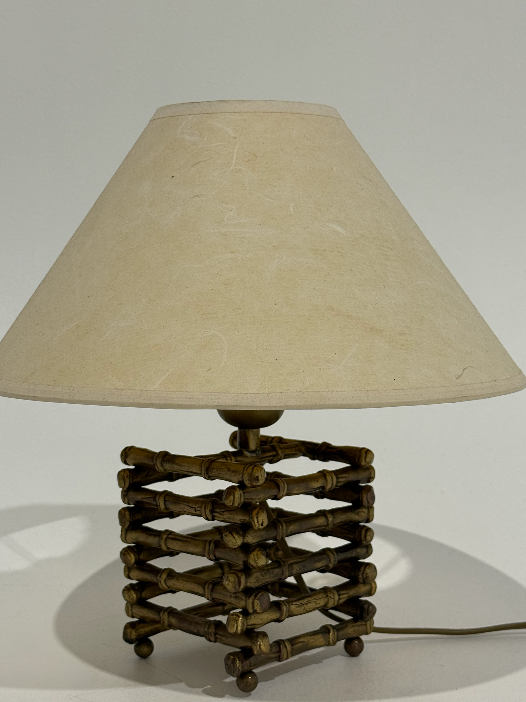 Vintage Brass Faux Bamboo Lamp