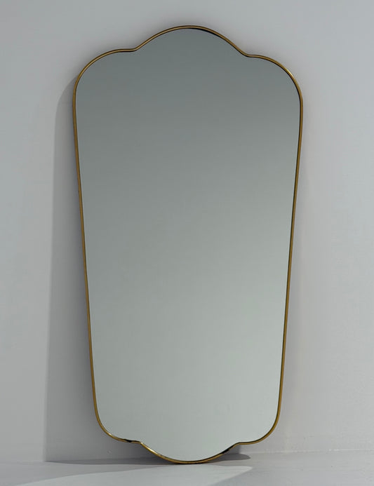 Large Vintage Italian Curved Brass Mirror