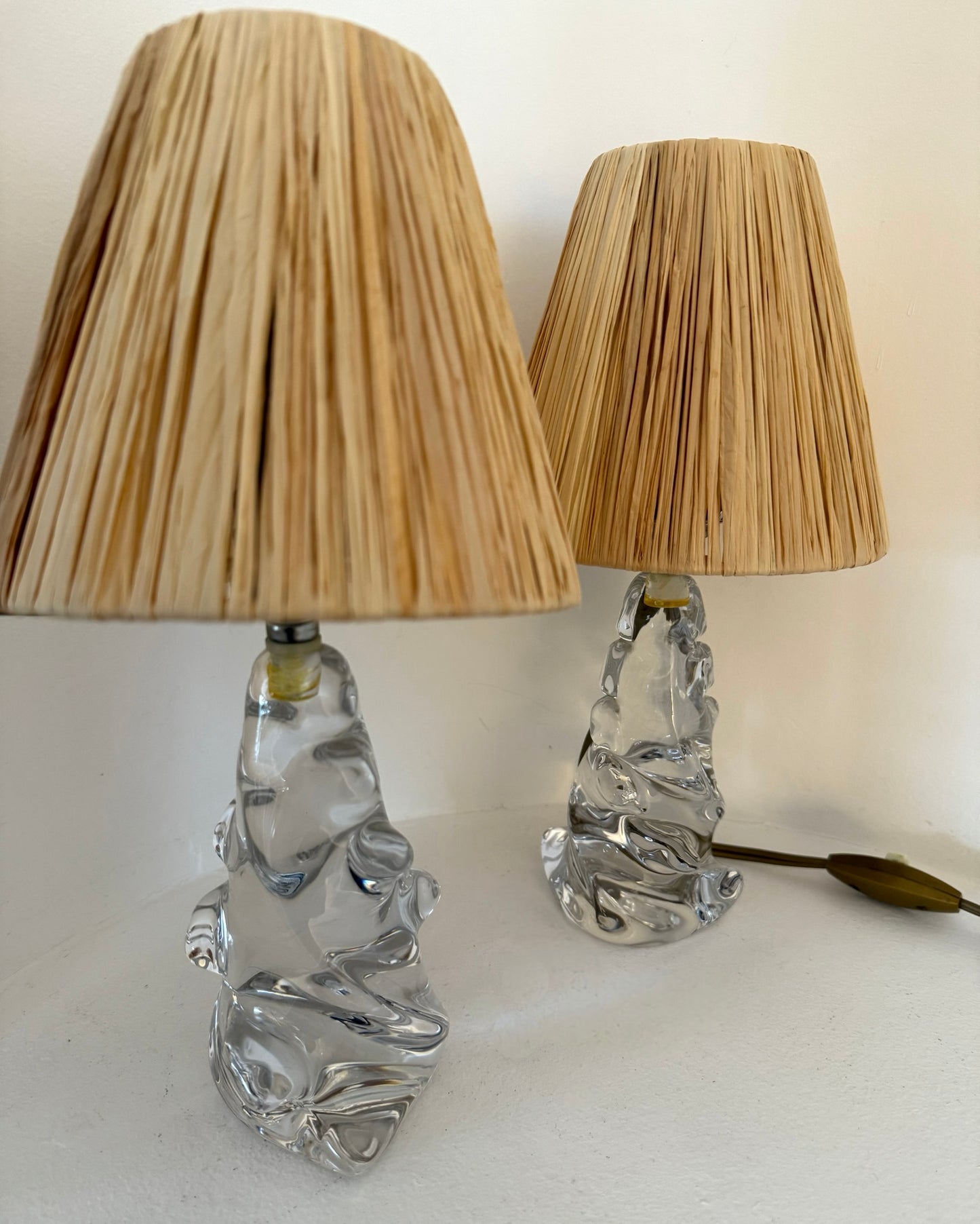 Pair of Antique French Crystal Lamps by Charles Schneider