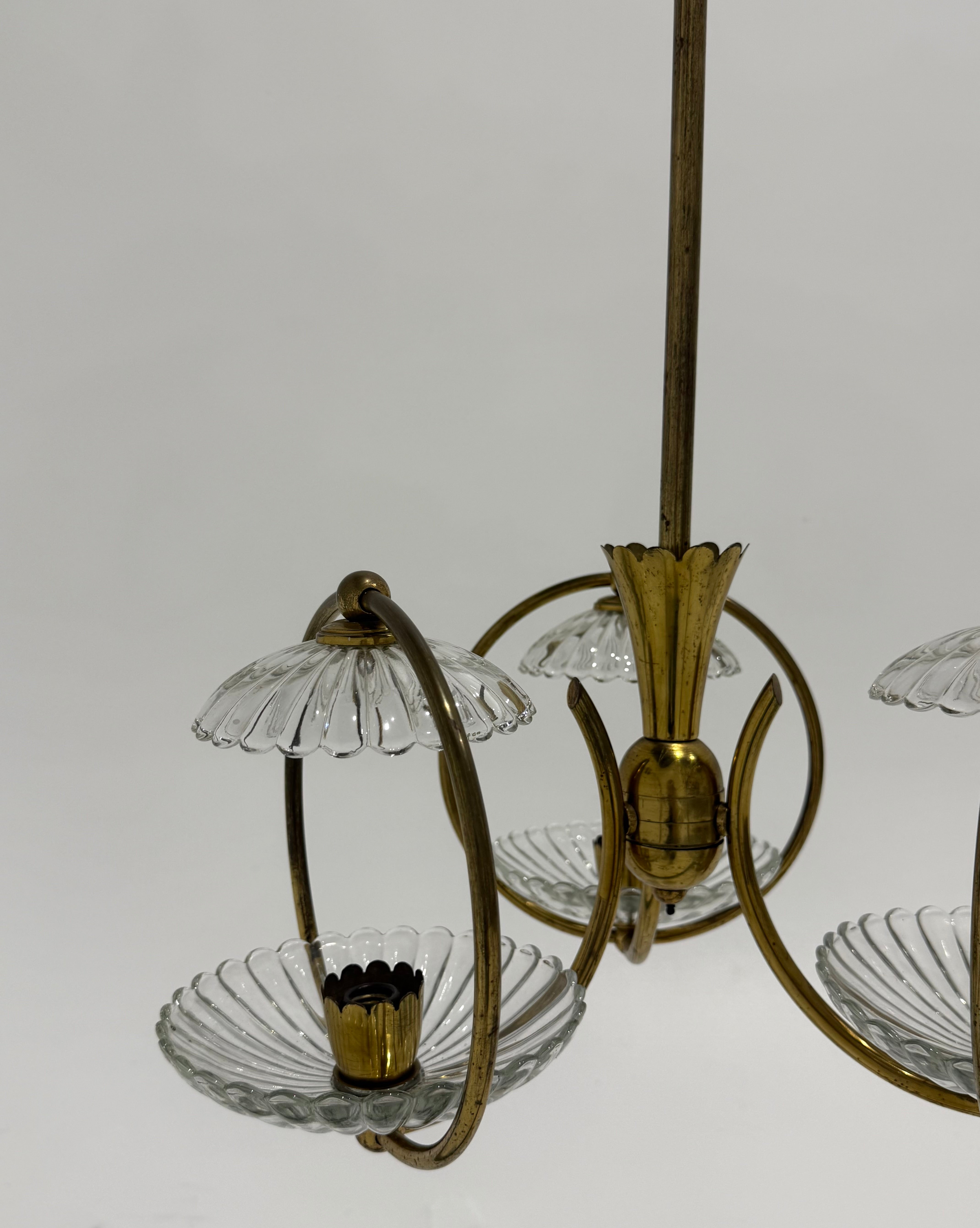 Murano Glass Triple Bowl Pendant by Barovier