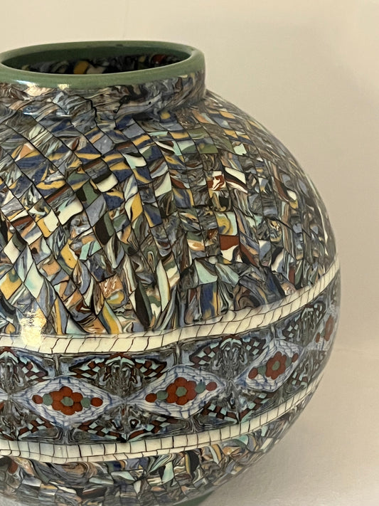 French Ceramic Mosaic Vase by Jean Gerbino, Vallauris