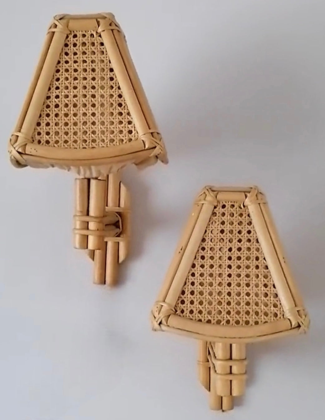 Large Pair of 1950’s Swedish Rattan Wall Lights