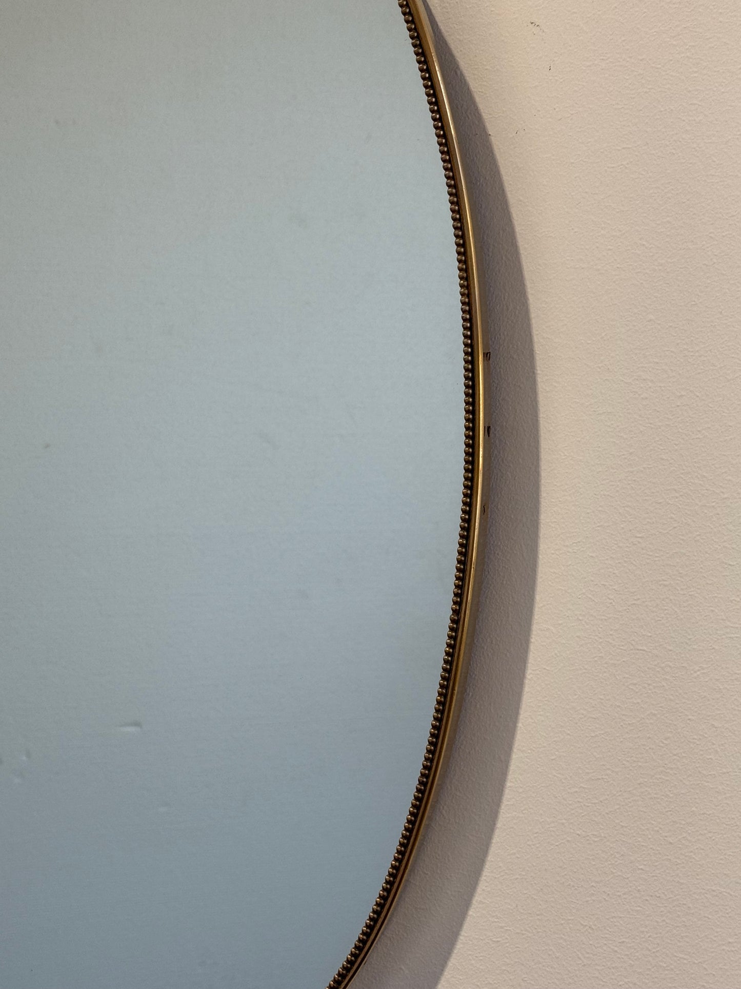 Vintage Italian Oval Brass Mirror with Beading