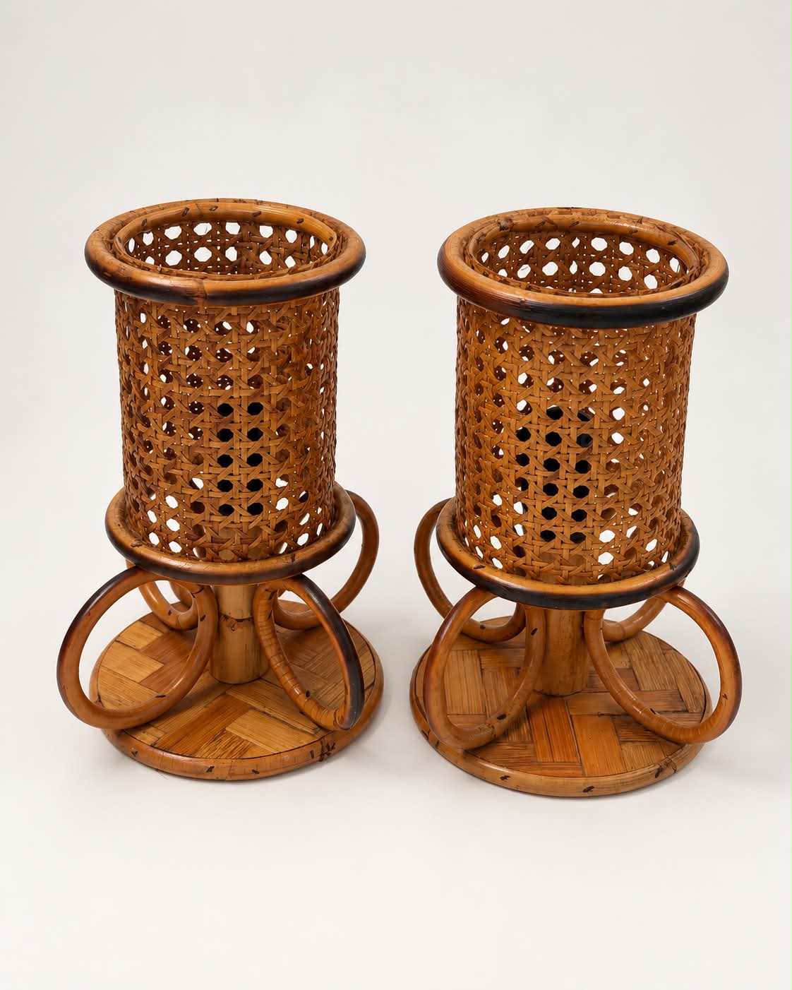 Pair of Vintage Italian Bamboo Lamps