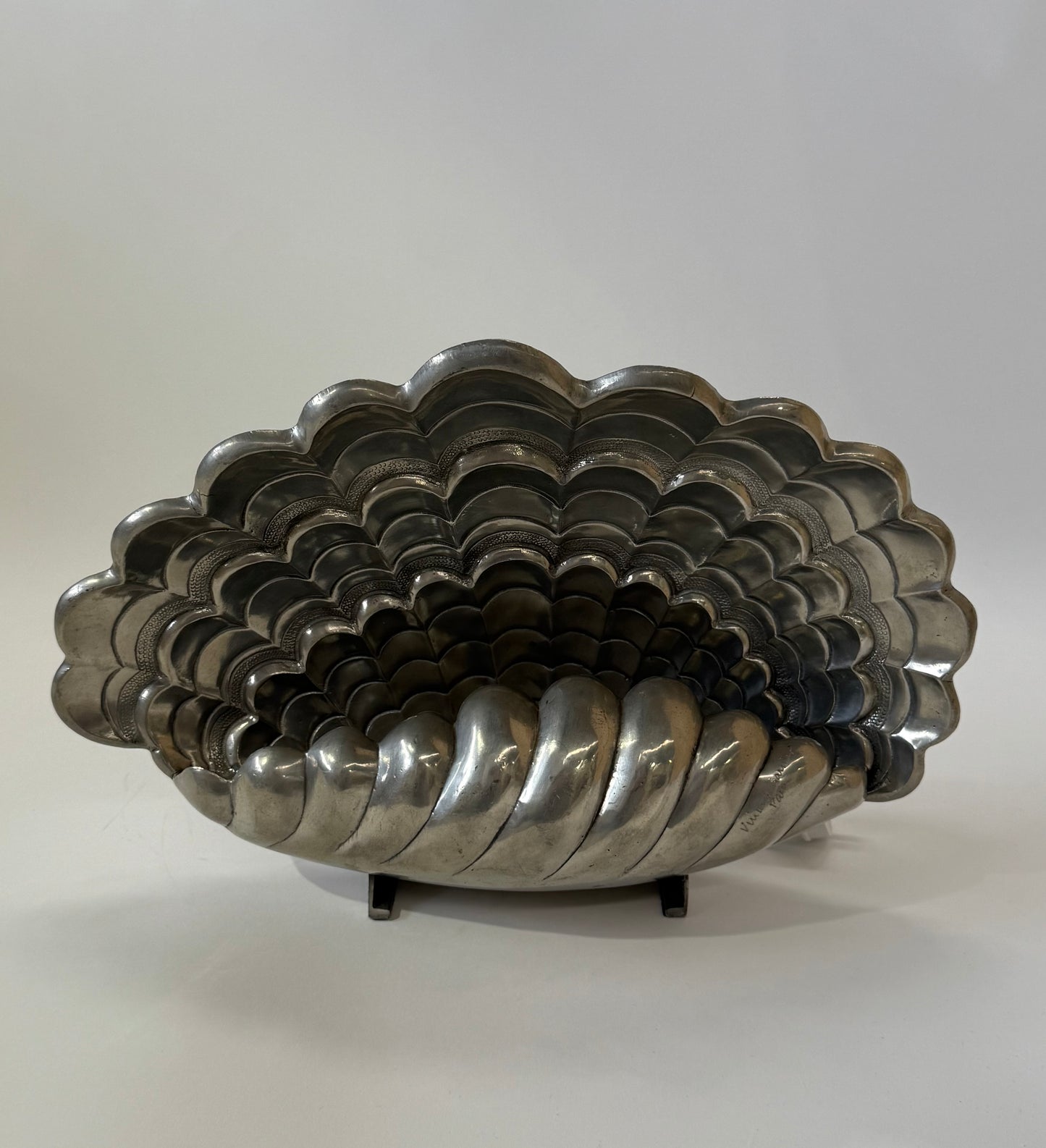 French Pewter Shell Lamp by Vincent Garnier