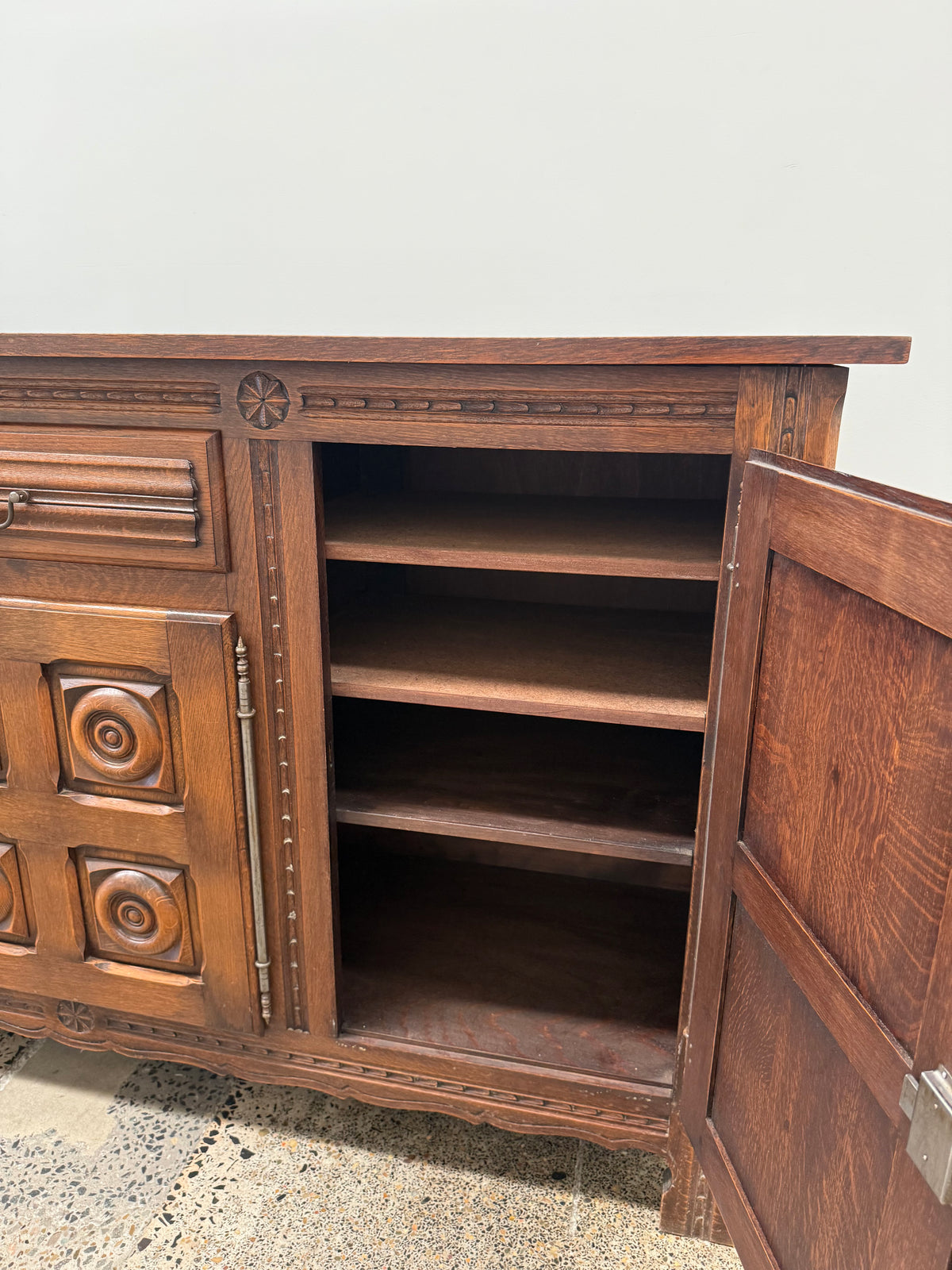 Vintage French Oak Sideobard by Charles Dudouyt