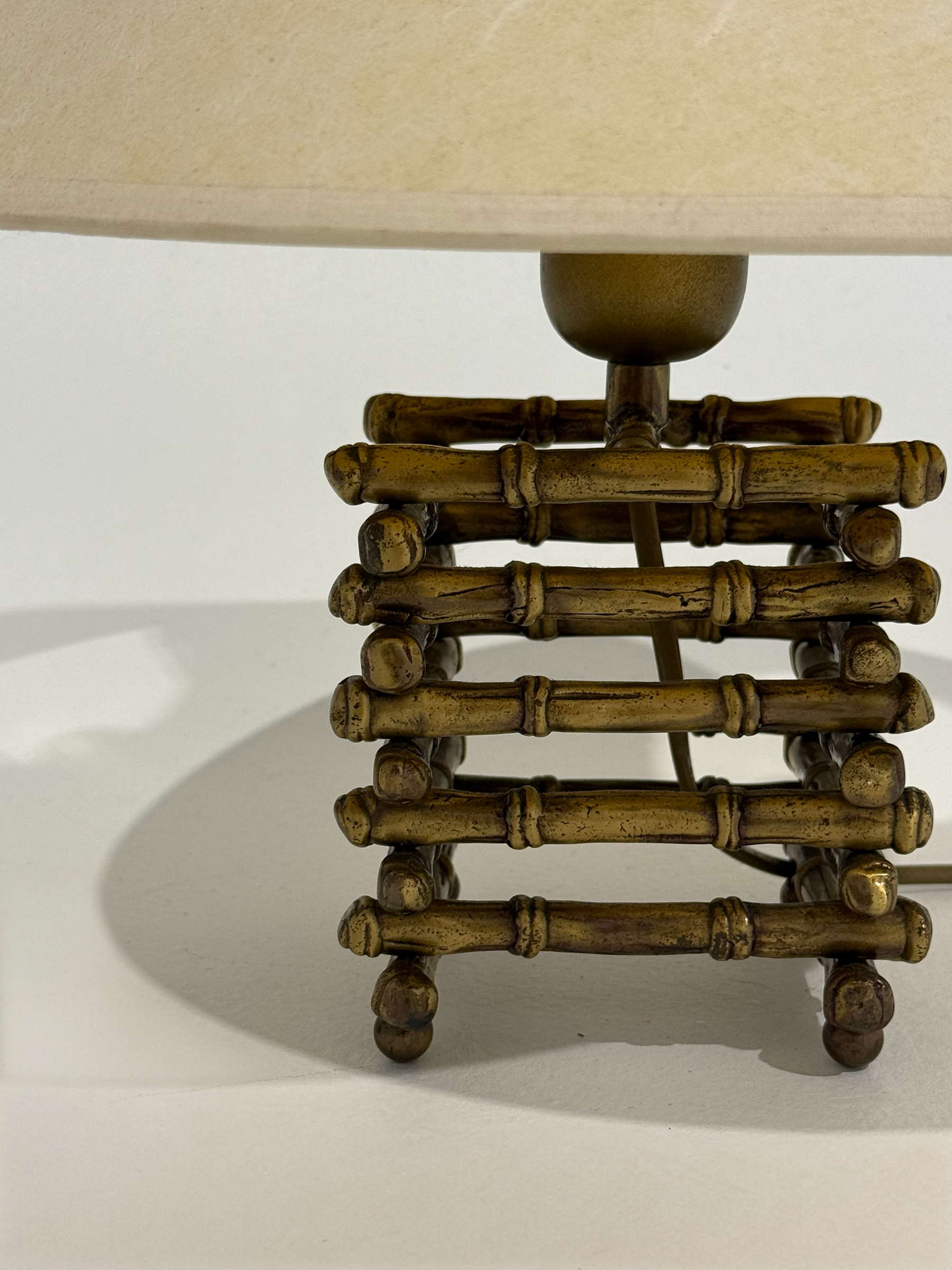 Vintage Brass Faux Bamboo Lamp