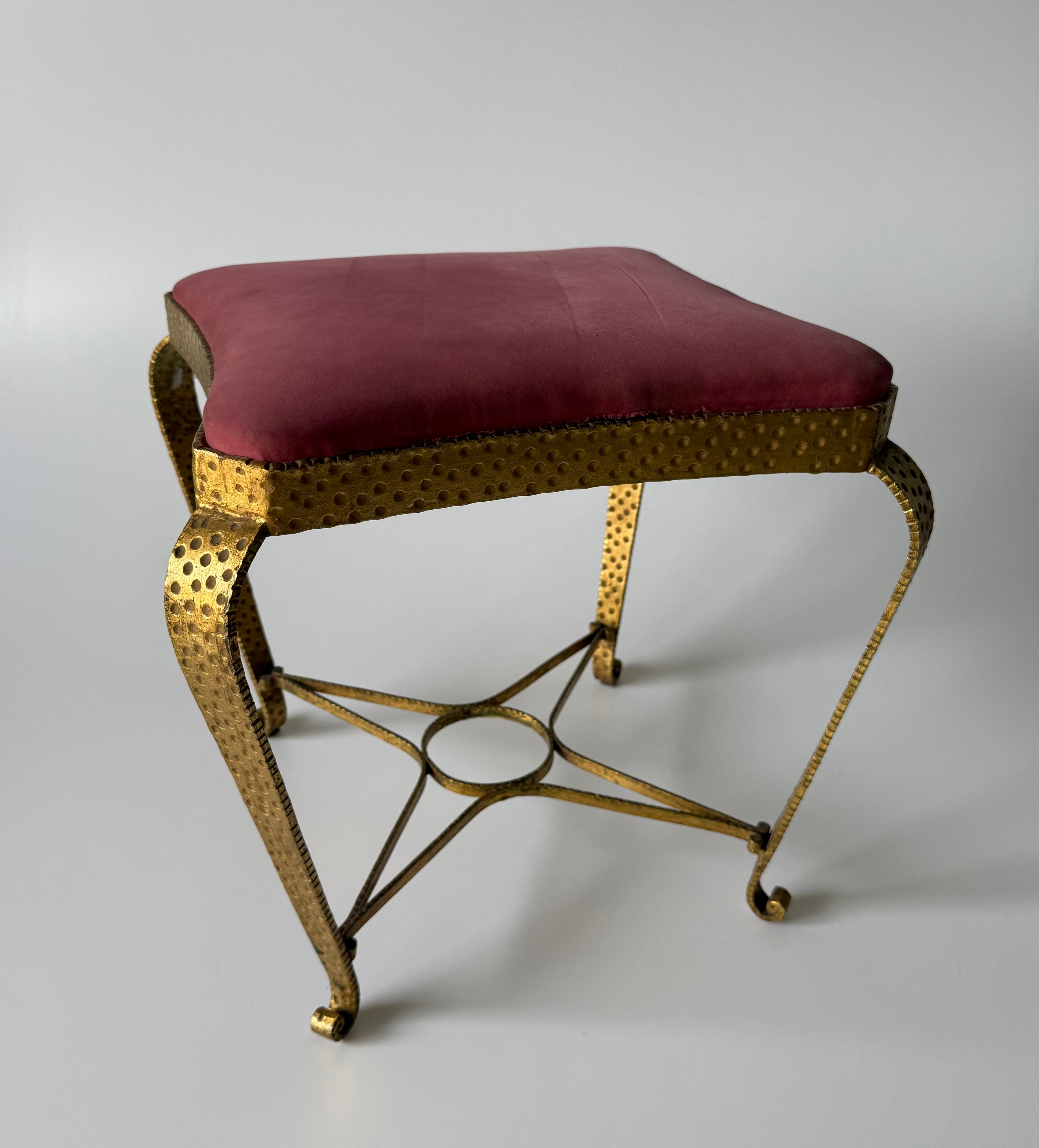 PRE-ORDER: Gilded Iron Stool by Pierluigi Colli - Two Available