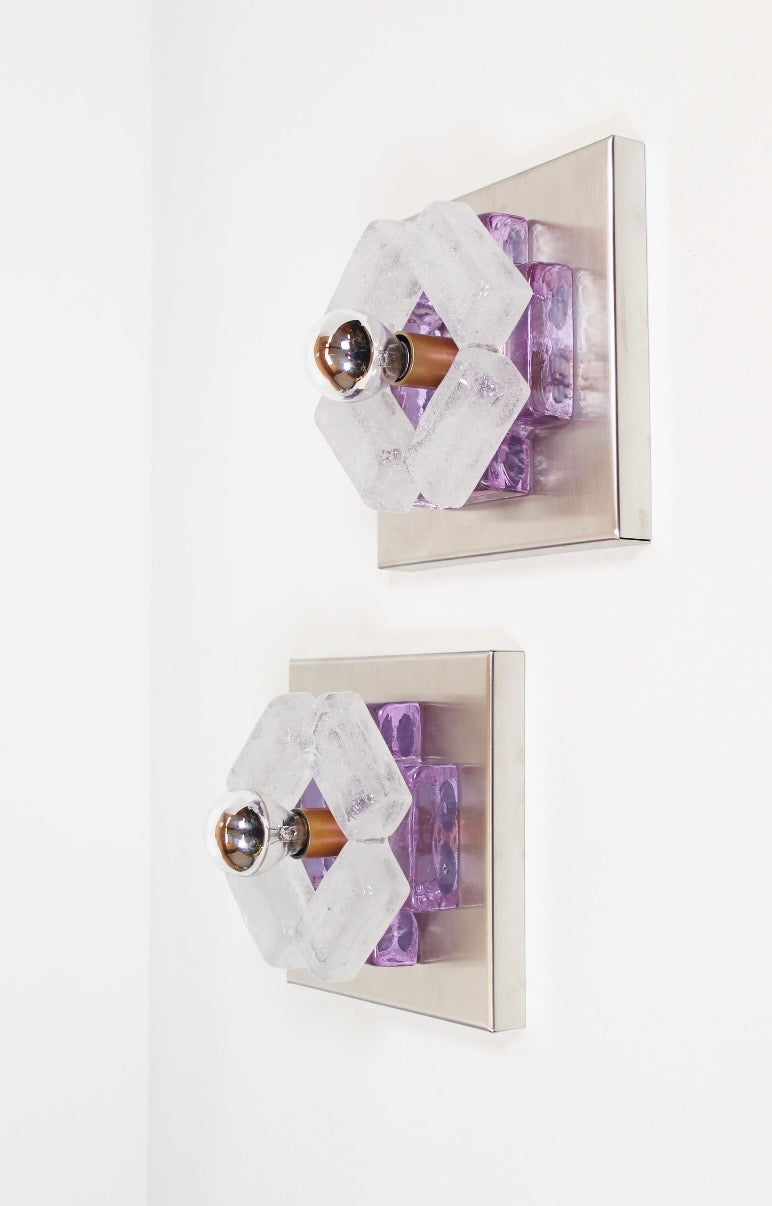 Pair of Murano Glass Wall Lights by Poliarte