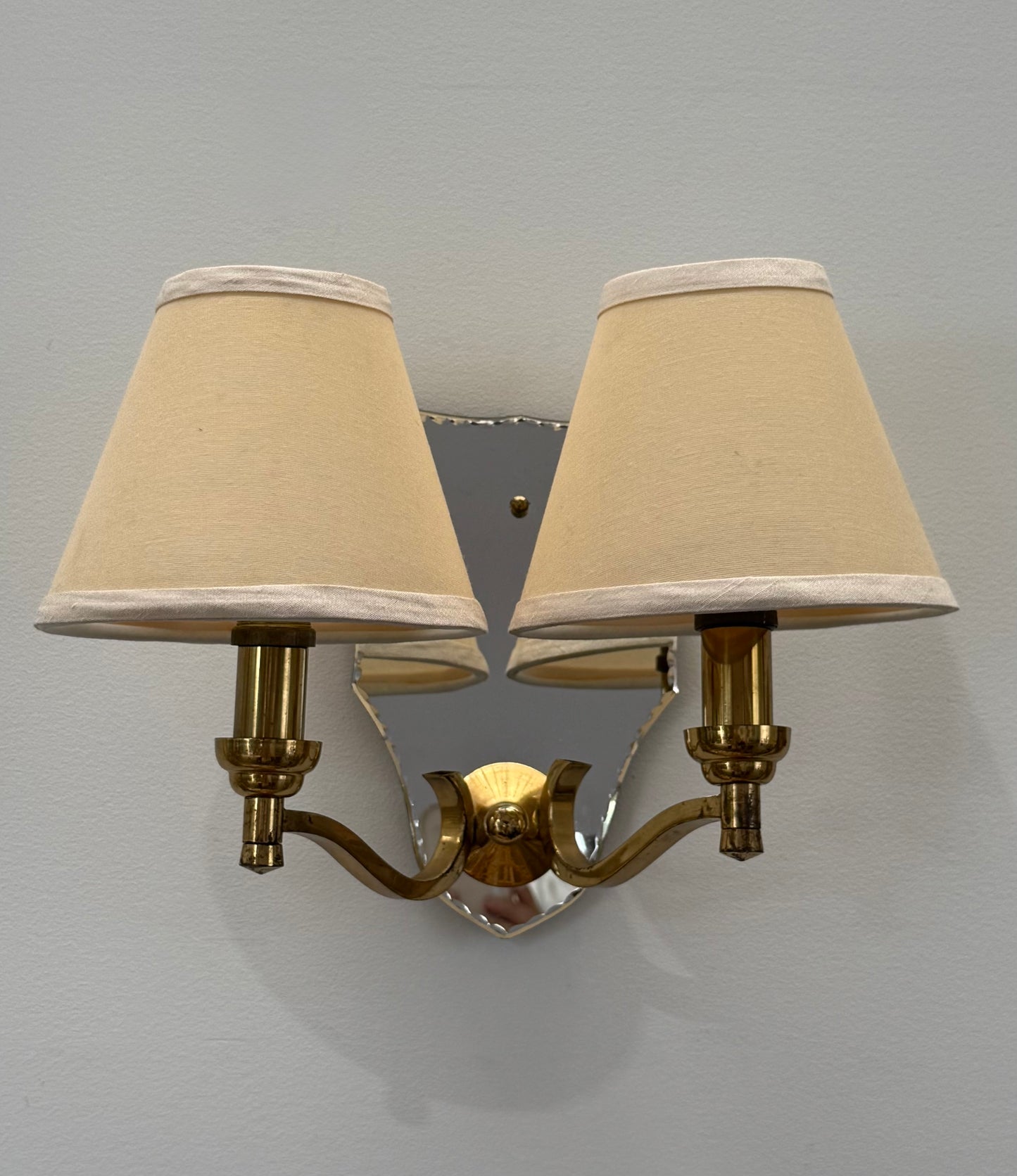 Pair of French Glass Mirrored Wall Lights