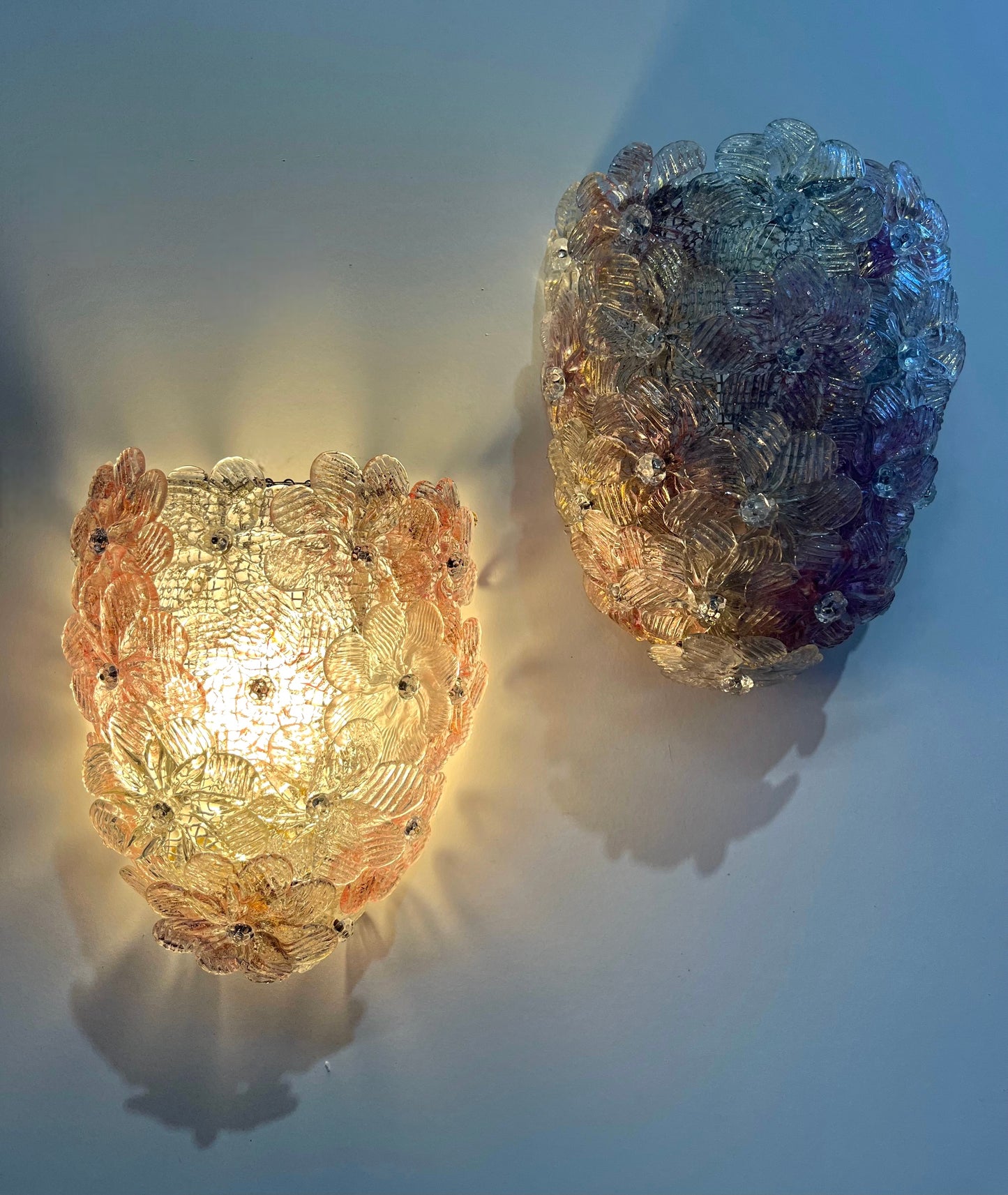 Murano Floral Wall Light by Seguso - Two Available