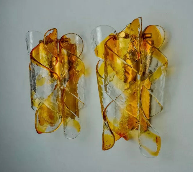 Pair of 1970’s Murano Wall Lights by Mazzega