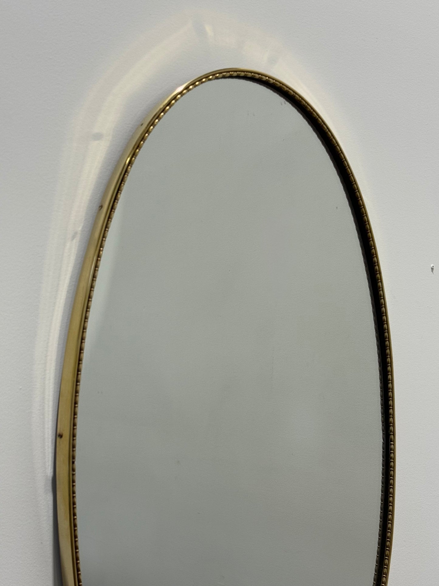 Vintage Italian Oval Brass Mirror with Beading