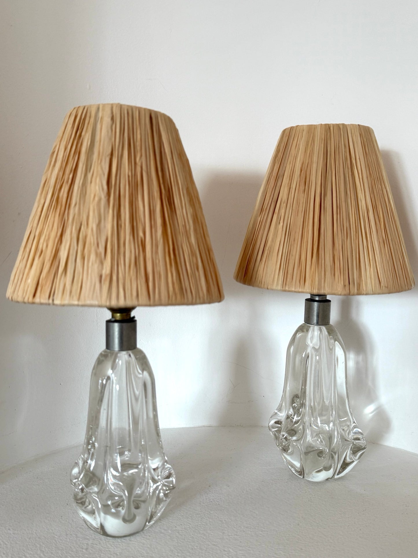 Pair of Antique French Crystal Lamps