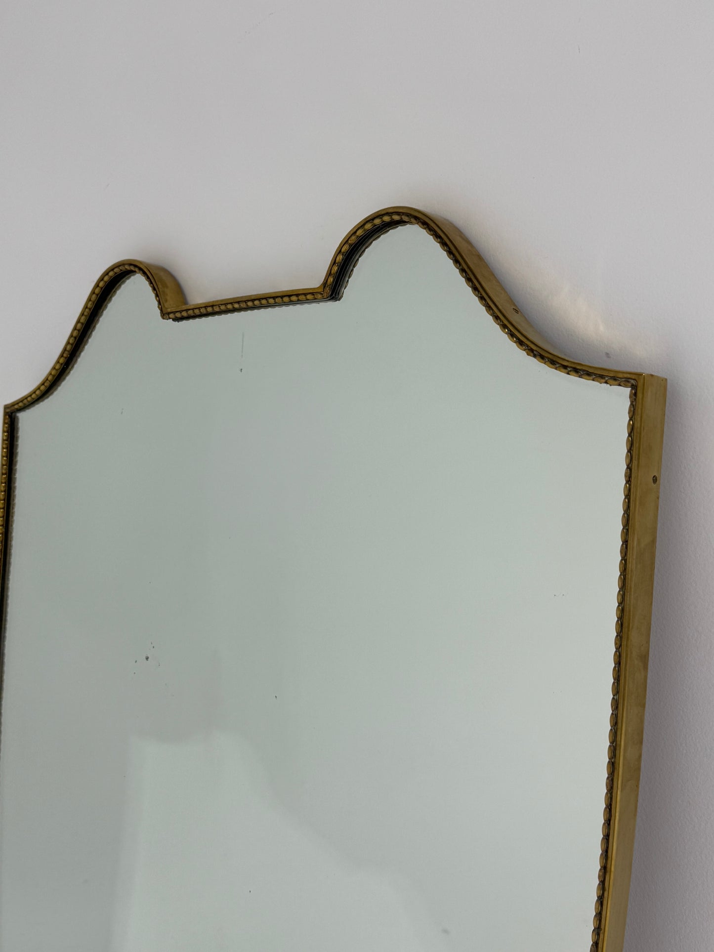 Large Vintage Italian Brass Shield Mirror.