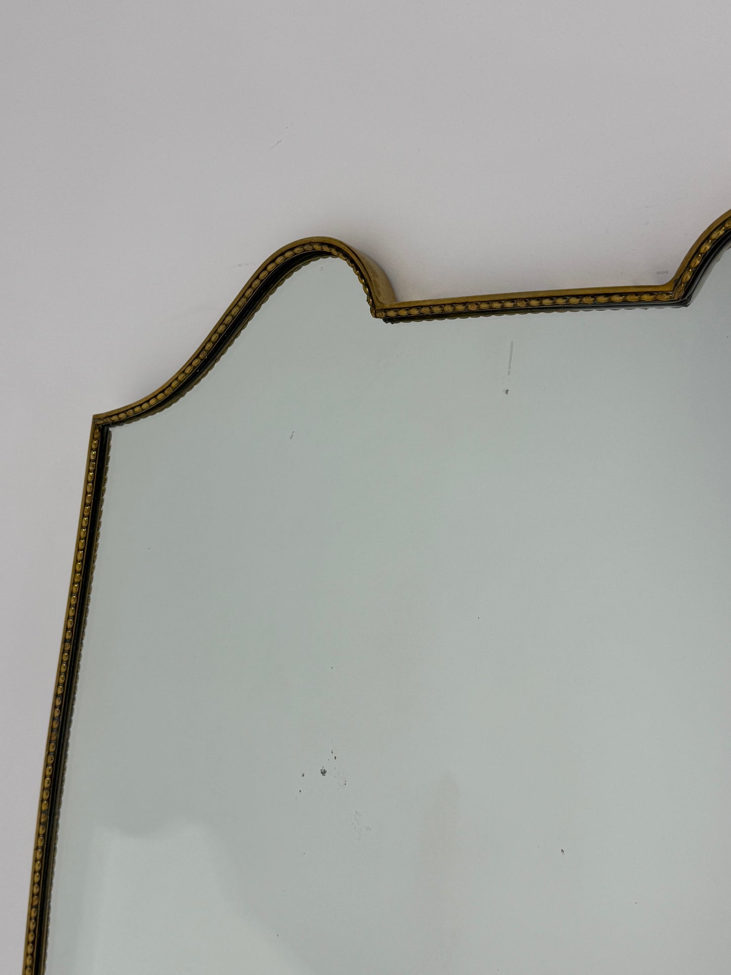 Large Vintage Italian Brass Shield Mirror.