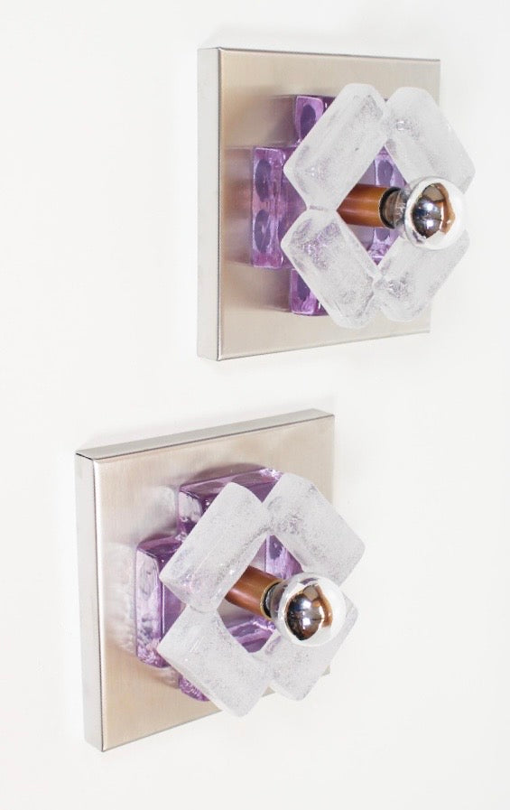 Pair of Murano Glass Wall Lights by Poliarte