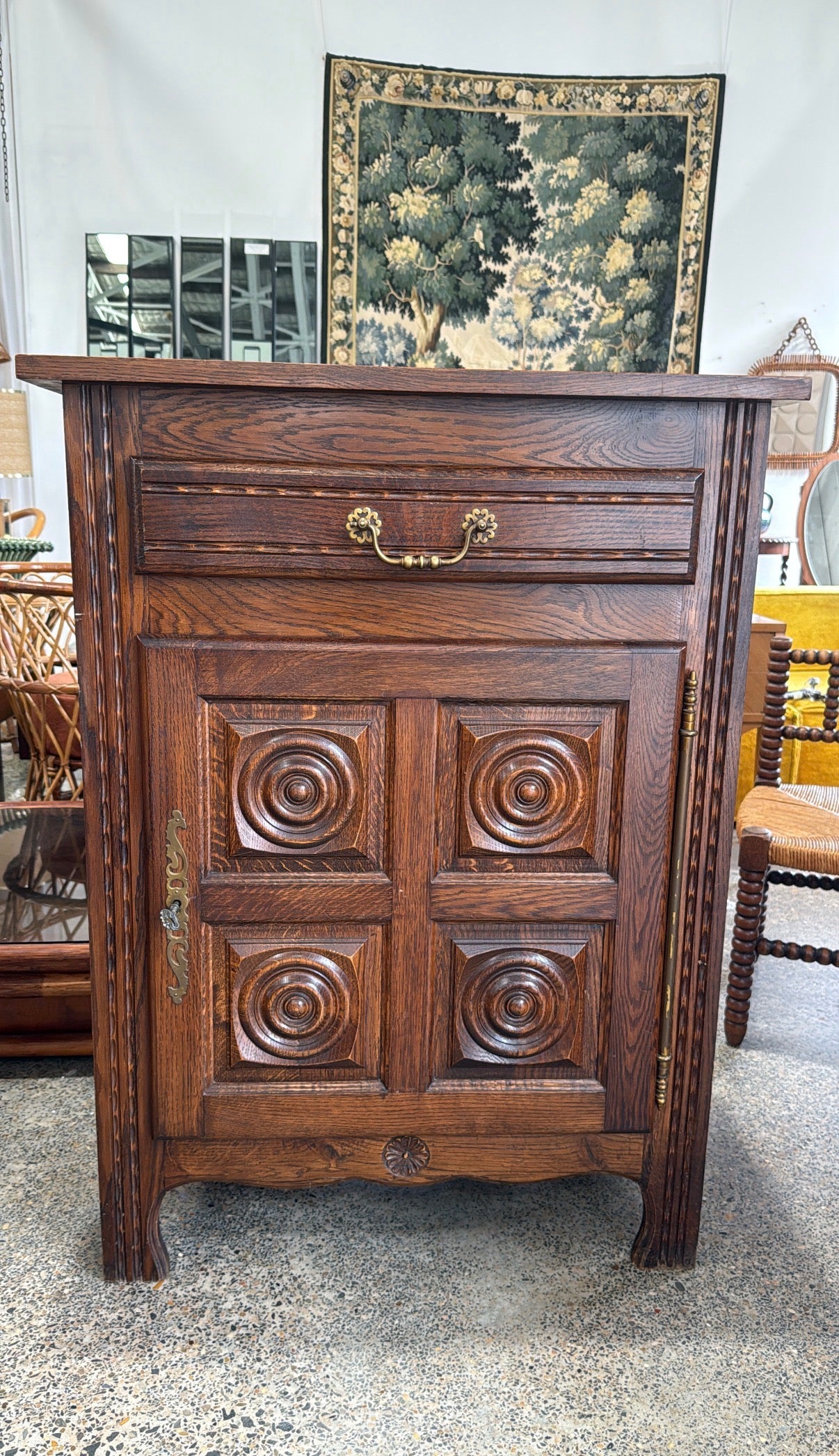 Vintage French Oak Cabinet by Charles Dudouyt
