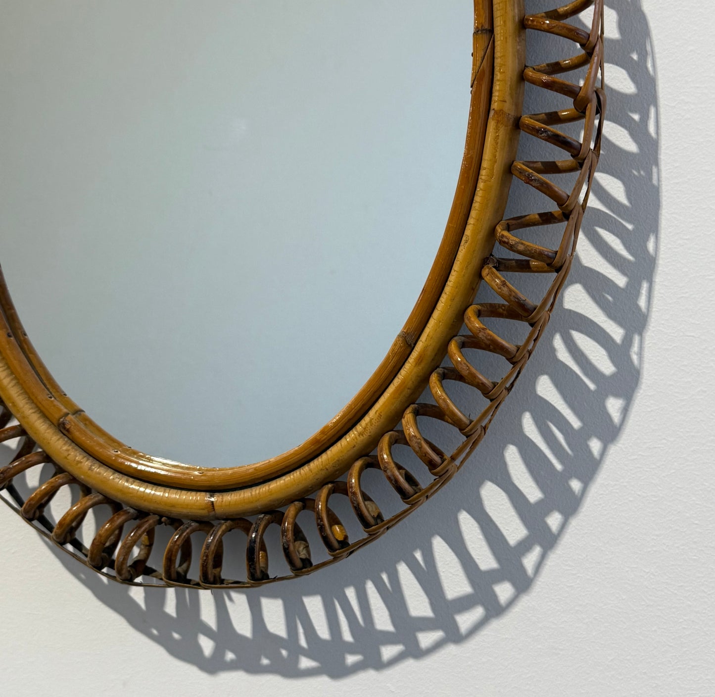Italian Bamboo Mirror by Franco Albini