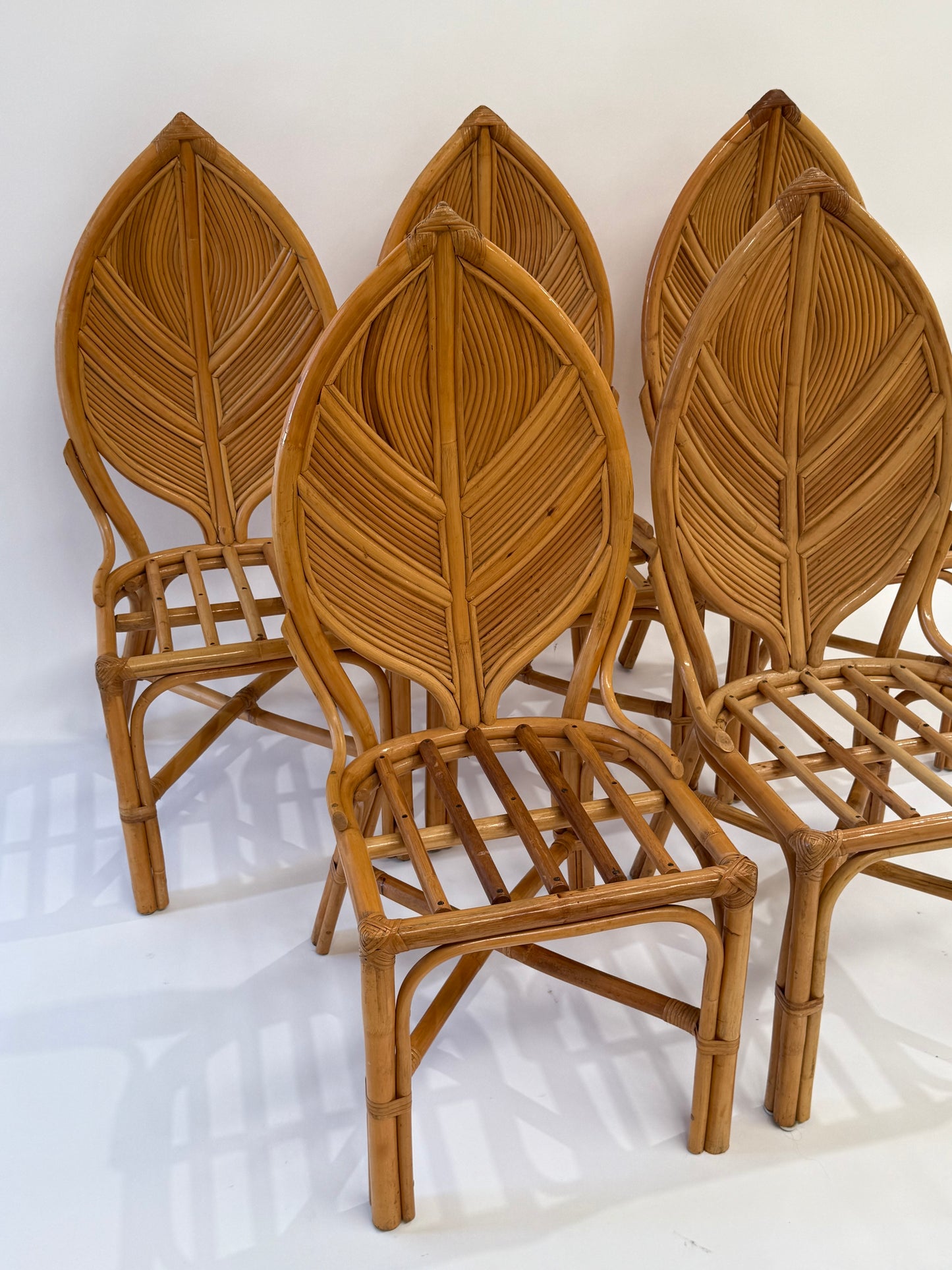 Set of Six Vintage French Bamboo Dining Chairs