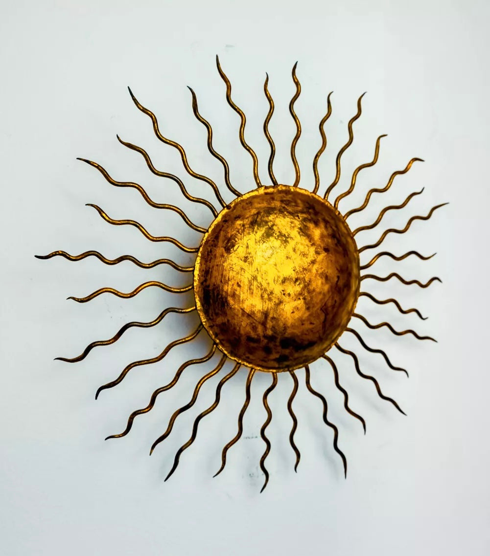 1970’s Spanish Sun Wall / Ceiling Light - Two Available