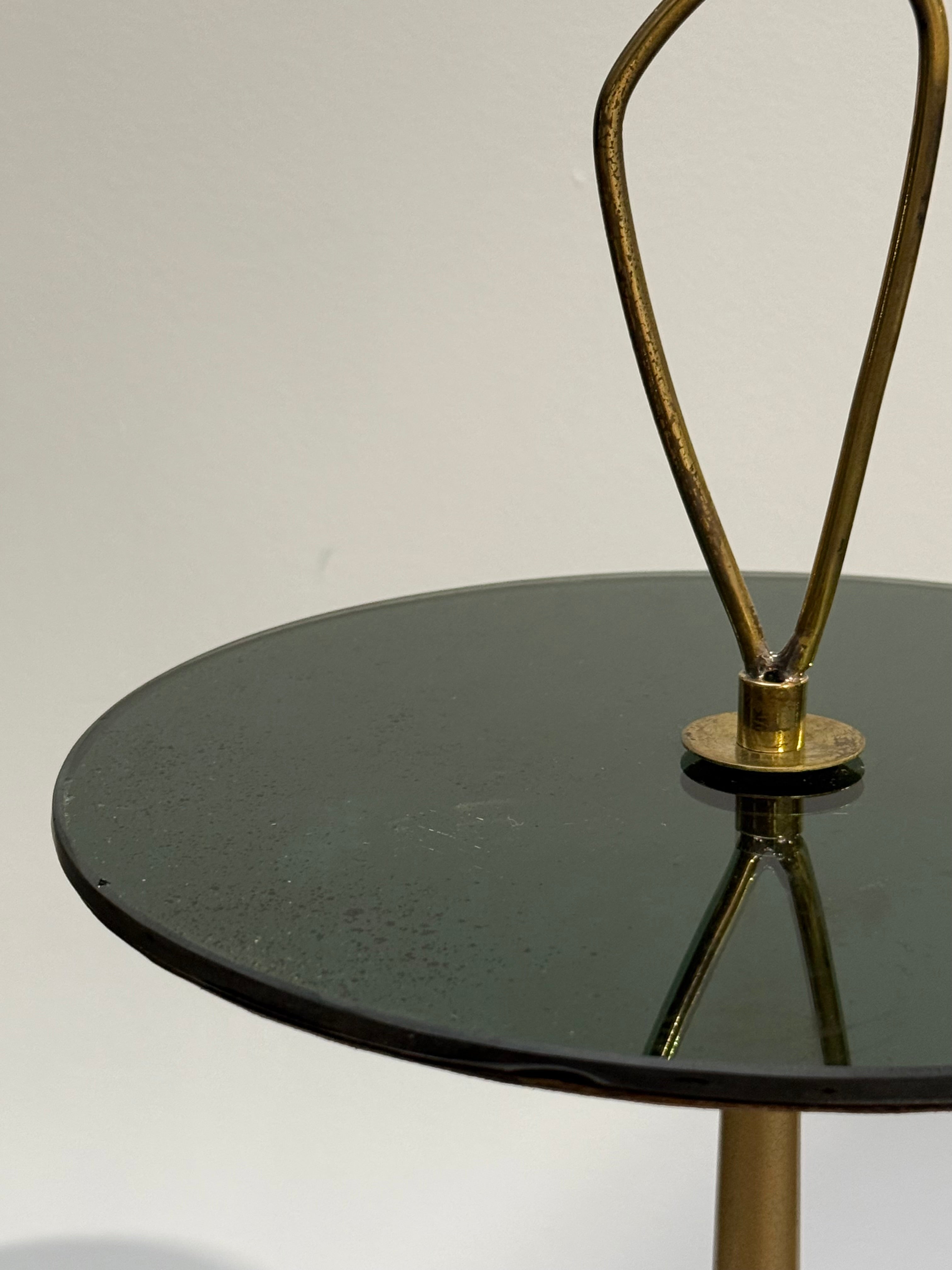 Vintage Travertine & Glass Side Table - Two Available