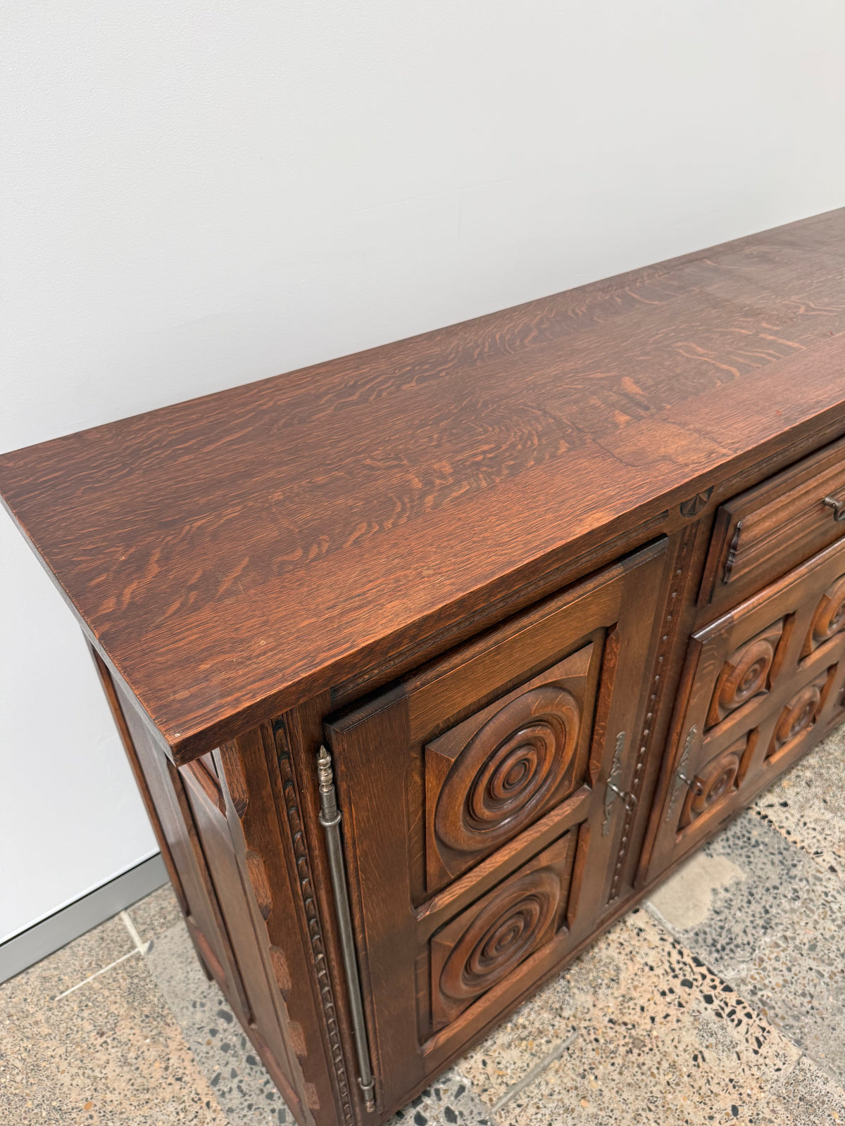 Vintage French Oak Sideobard by Charles Dudouyt