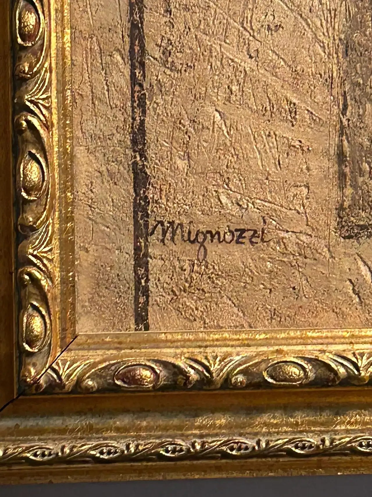 Figure with Hand by Antonio Mignozzi, oil on canvas, late 20th century