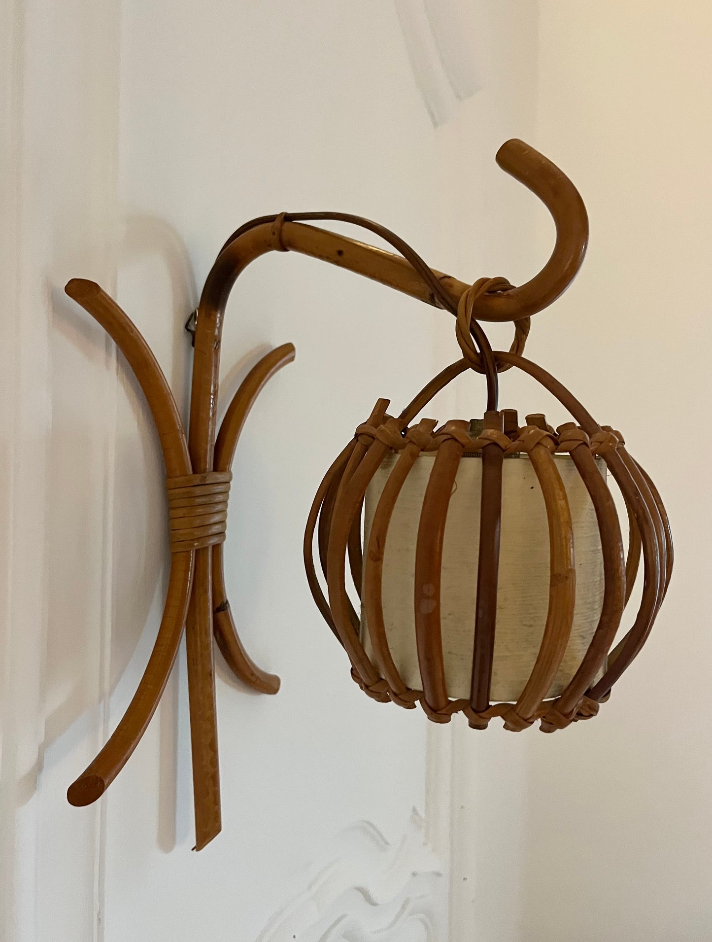 1970’s French Bamboo Wall Lights by Louis Sognot