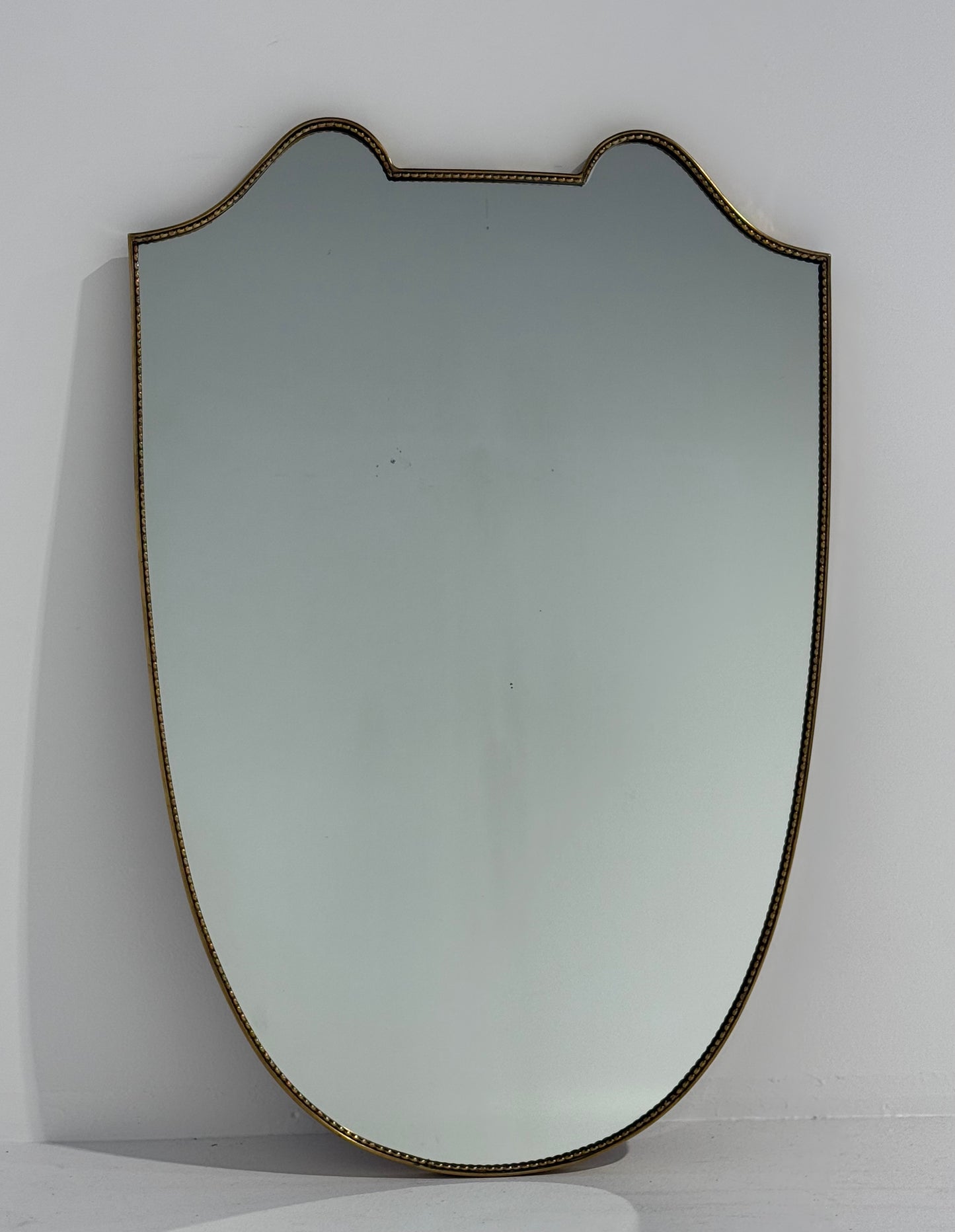 Large Vintage Italian Brass Shield Mirror.