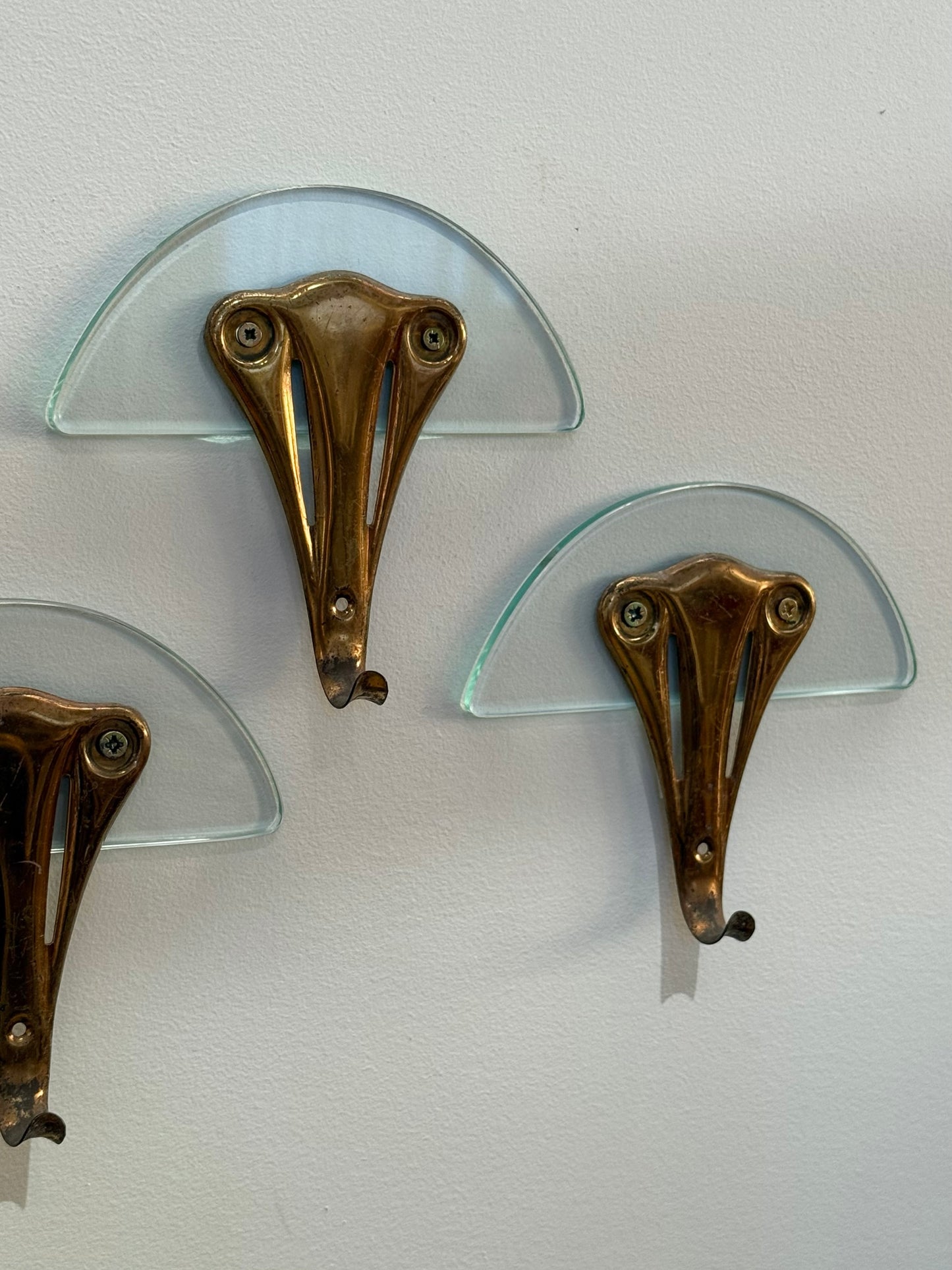Italian Brass and Glass Coat Hook - One Available