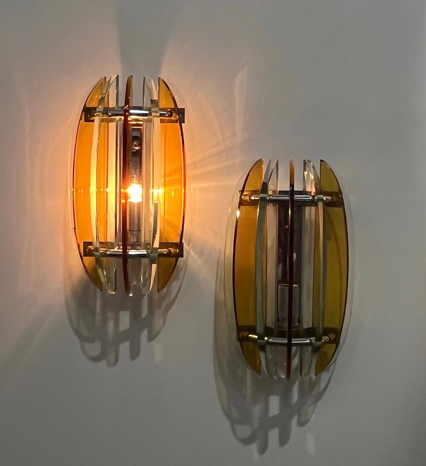 Pair of Murano Glass Wall Lights by VECA