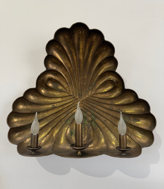 Vintage French Brass Shell Wall Light