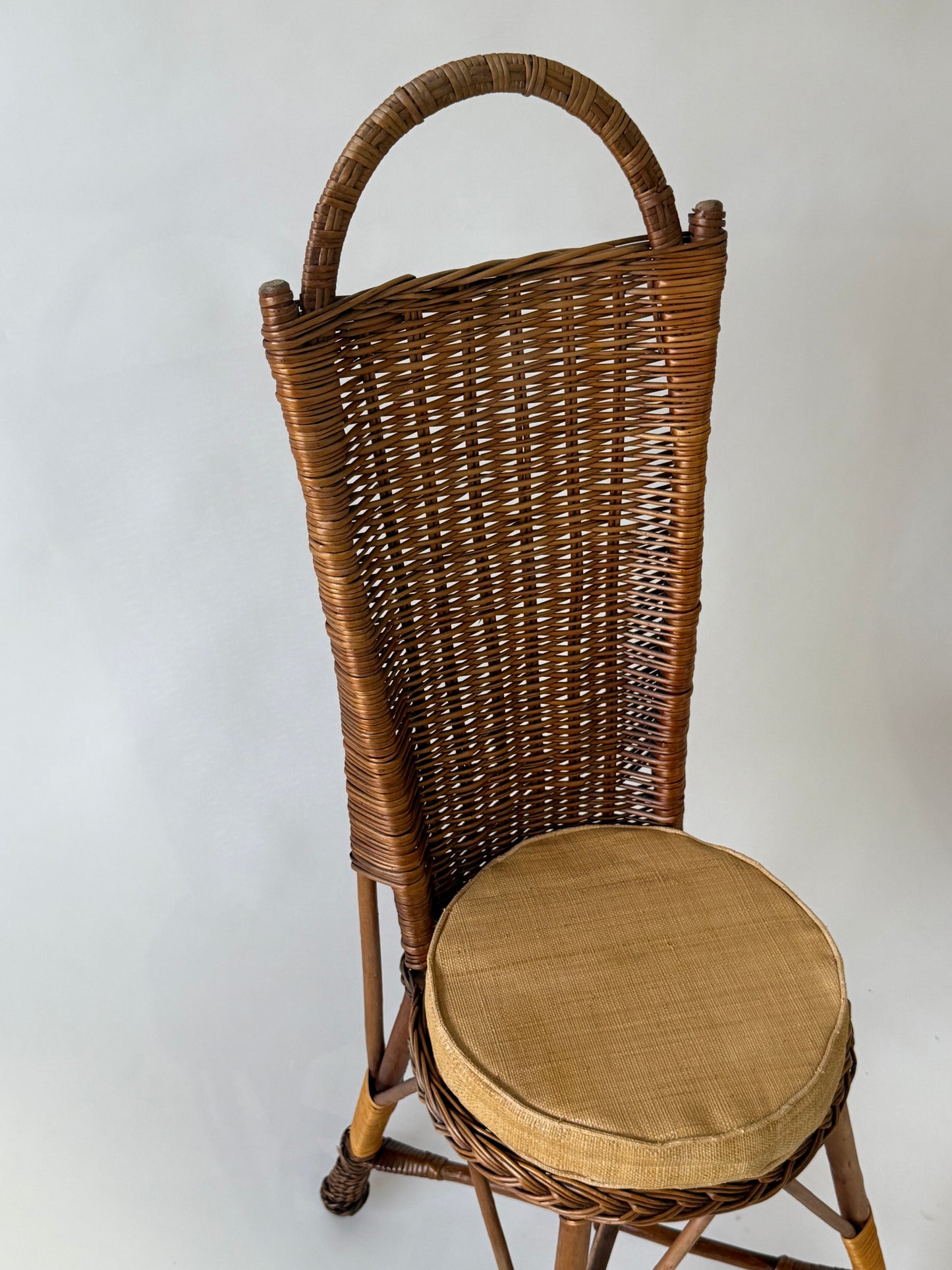 French Bamboo High Back Chair - Two Available