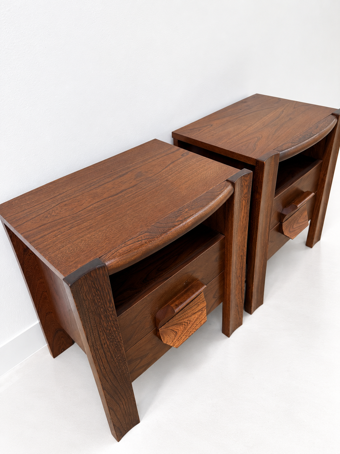 Pair of Elm Bedside Cabinets by Maison Regain