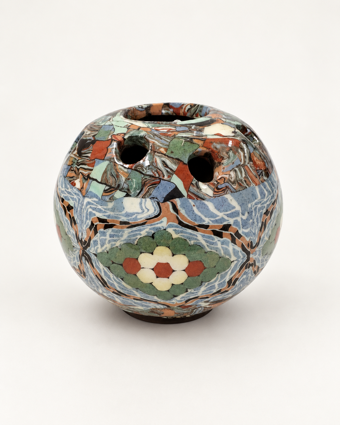 French Mosaic Ceramic Bud Vase by Jean Gerbino