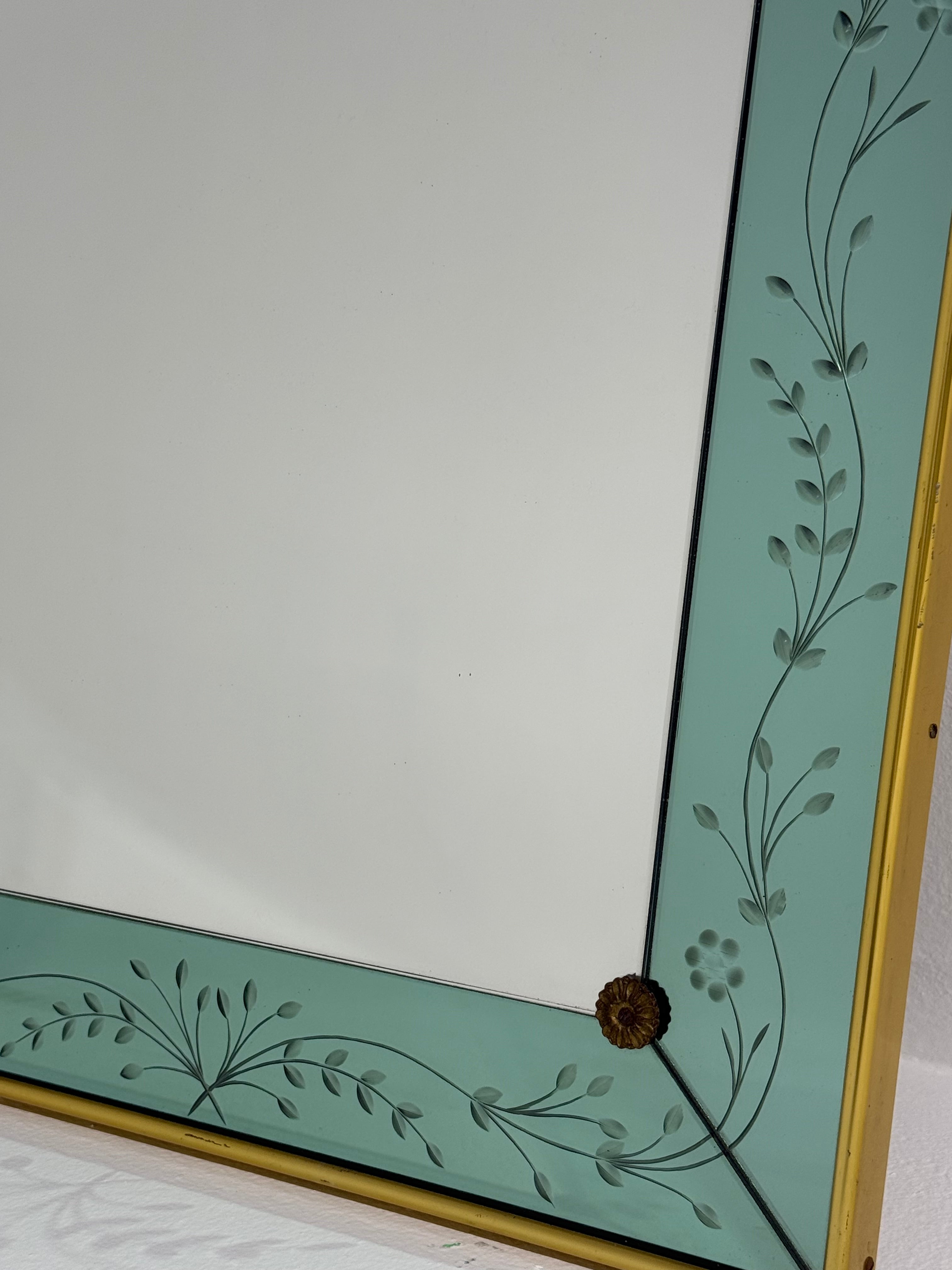 Italian Etched Glass Mirror by Cristal Arte