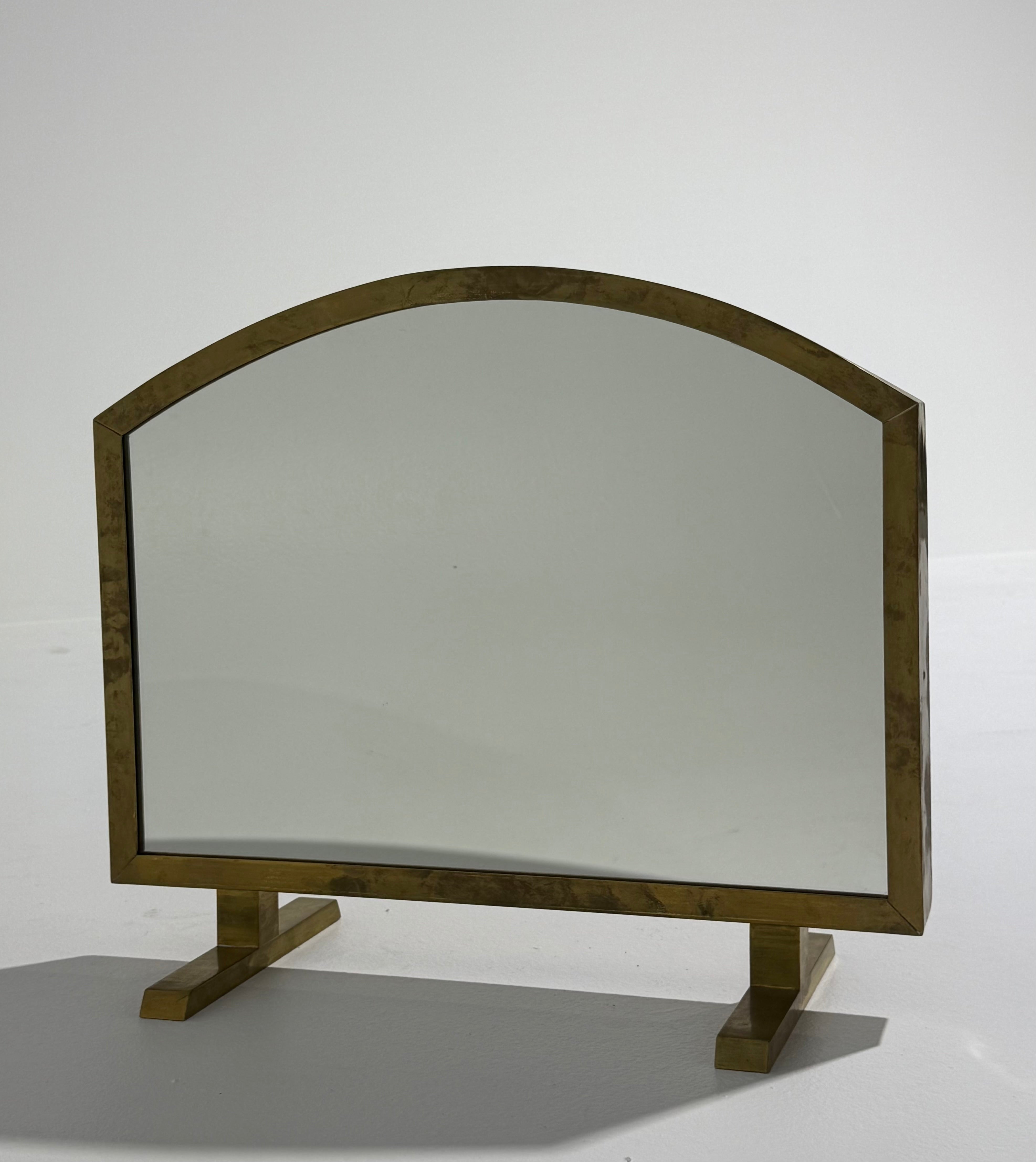 Vintage Italian Brass Vanity or Table Mirror