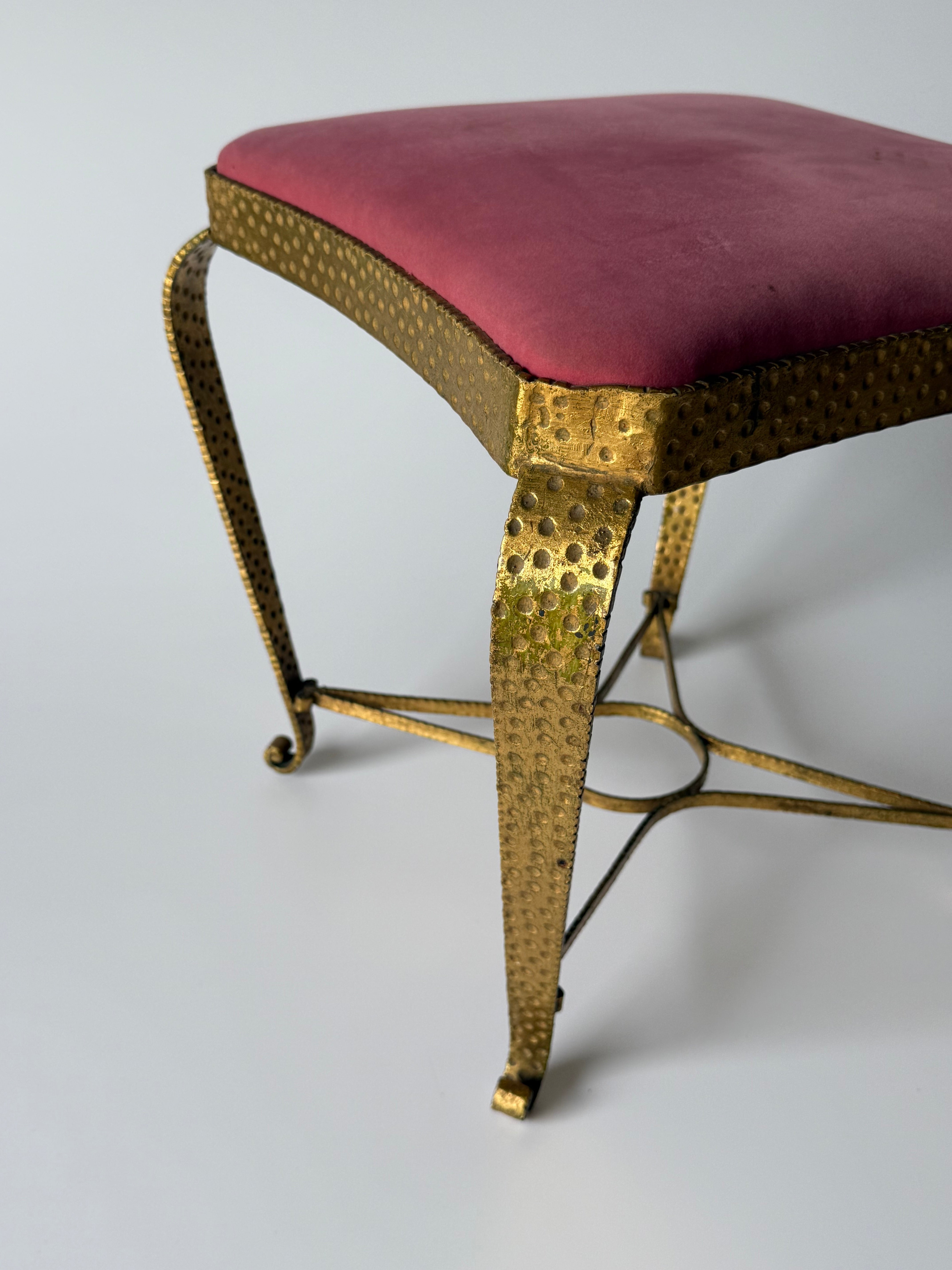 PRE-ORDER: Gilded Iron Stool by Pierluigi Colli - Two Available