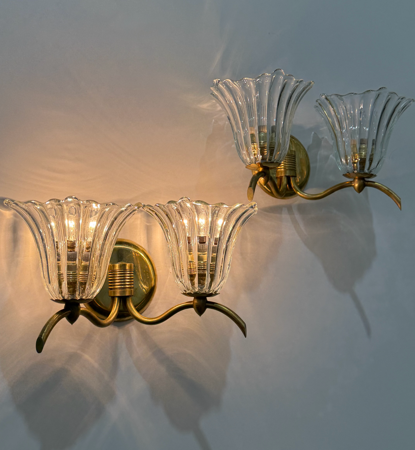 Double Bowl Murano Wall Light by Barovier - Two Available