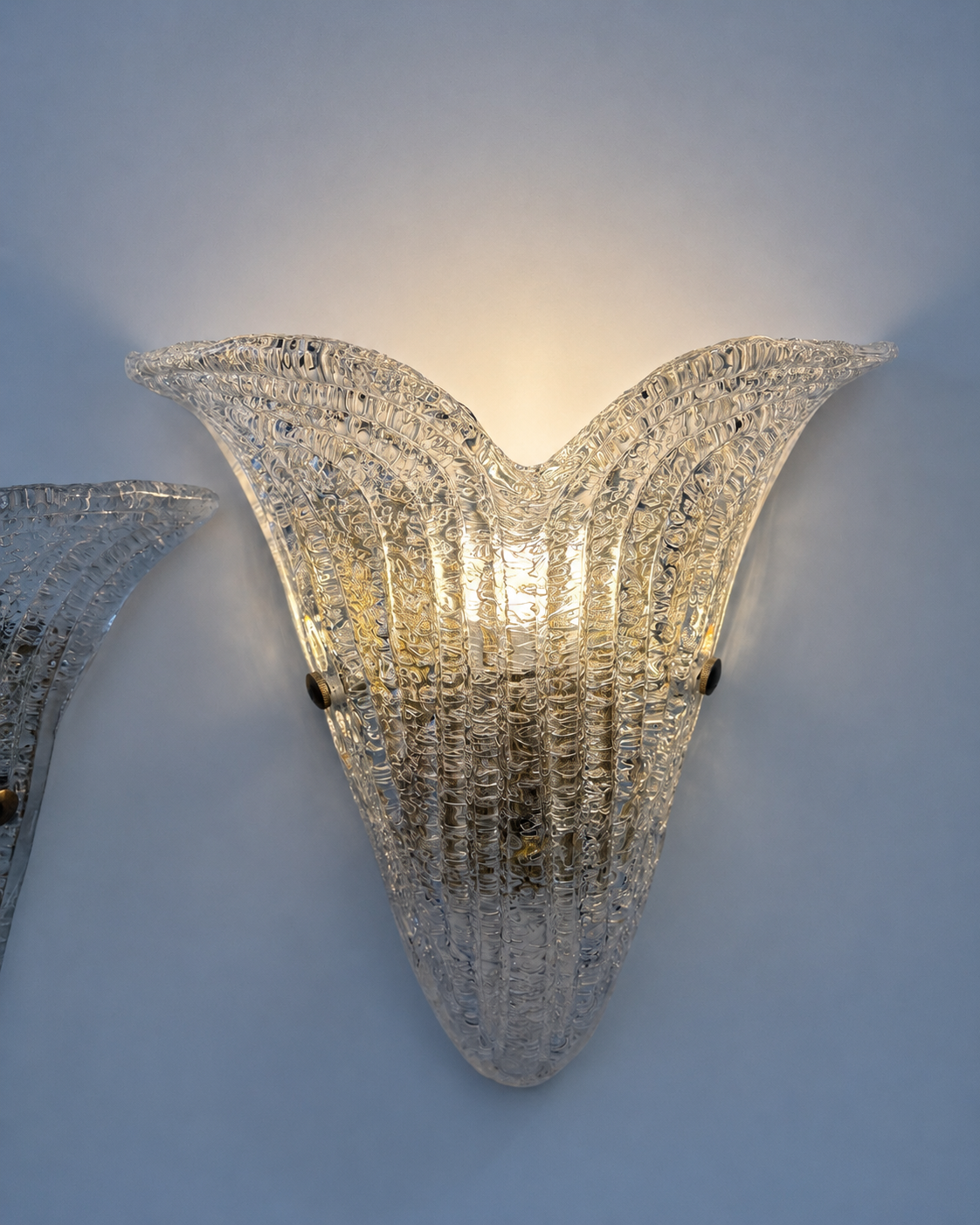Pair of Vintage Murano Scalloped Wall Lights