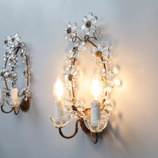 Pair of Italian Glass Flower Wall Lights