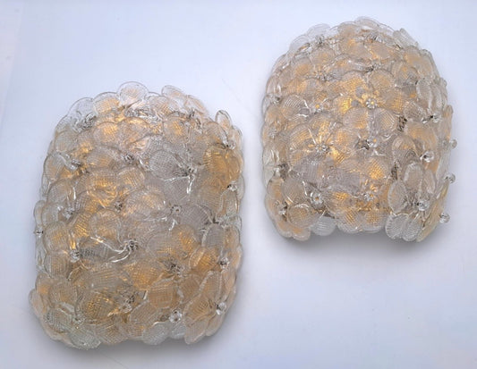 Pair of Murano Flower Wall Lights by Seguso