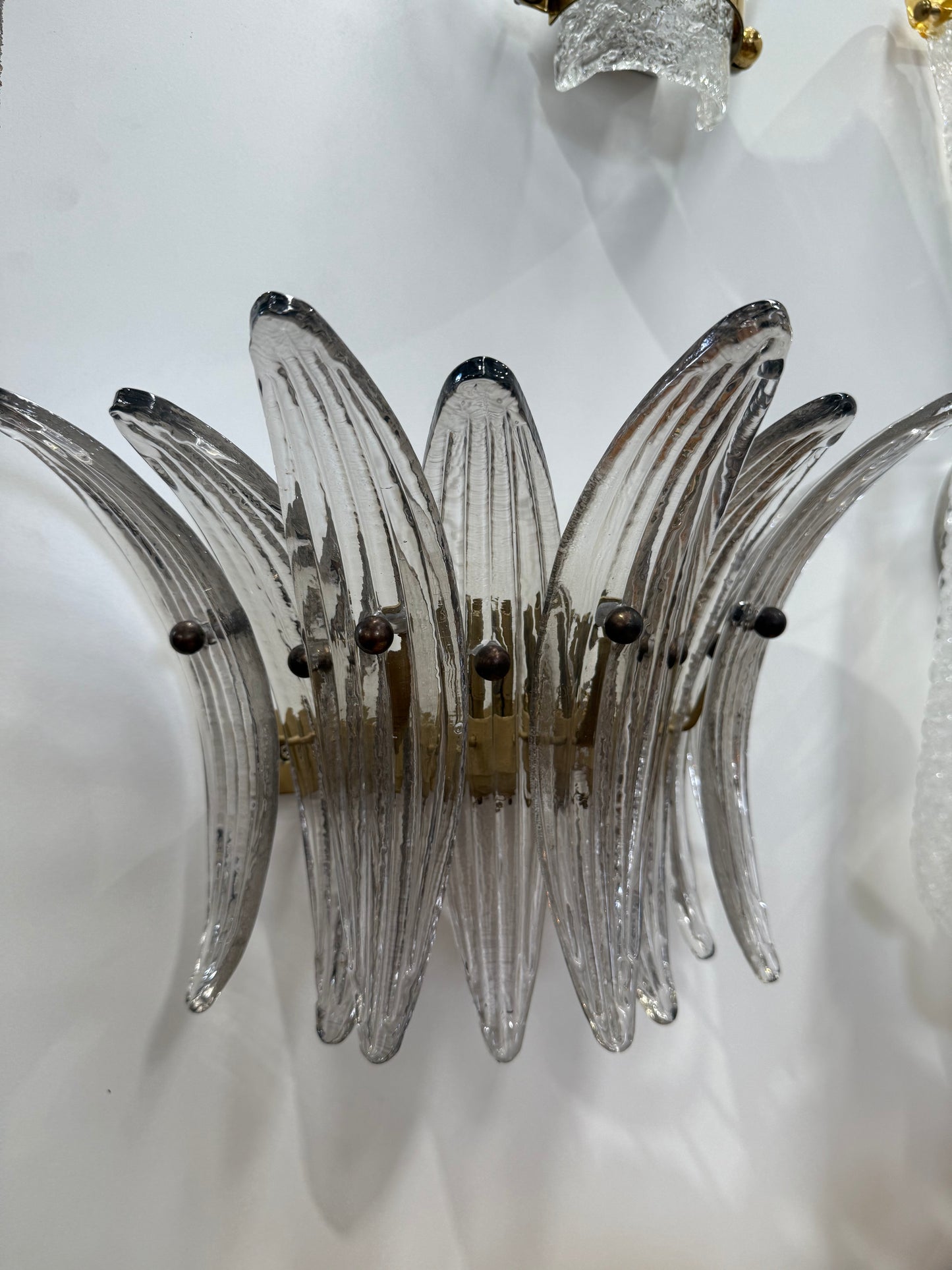 Pair of Murano Smoked Glass Palmette Wall Lights