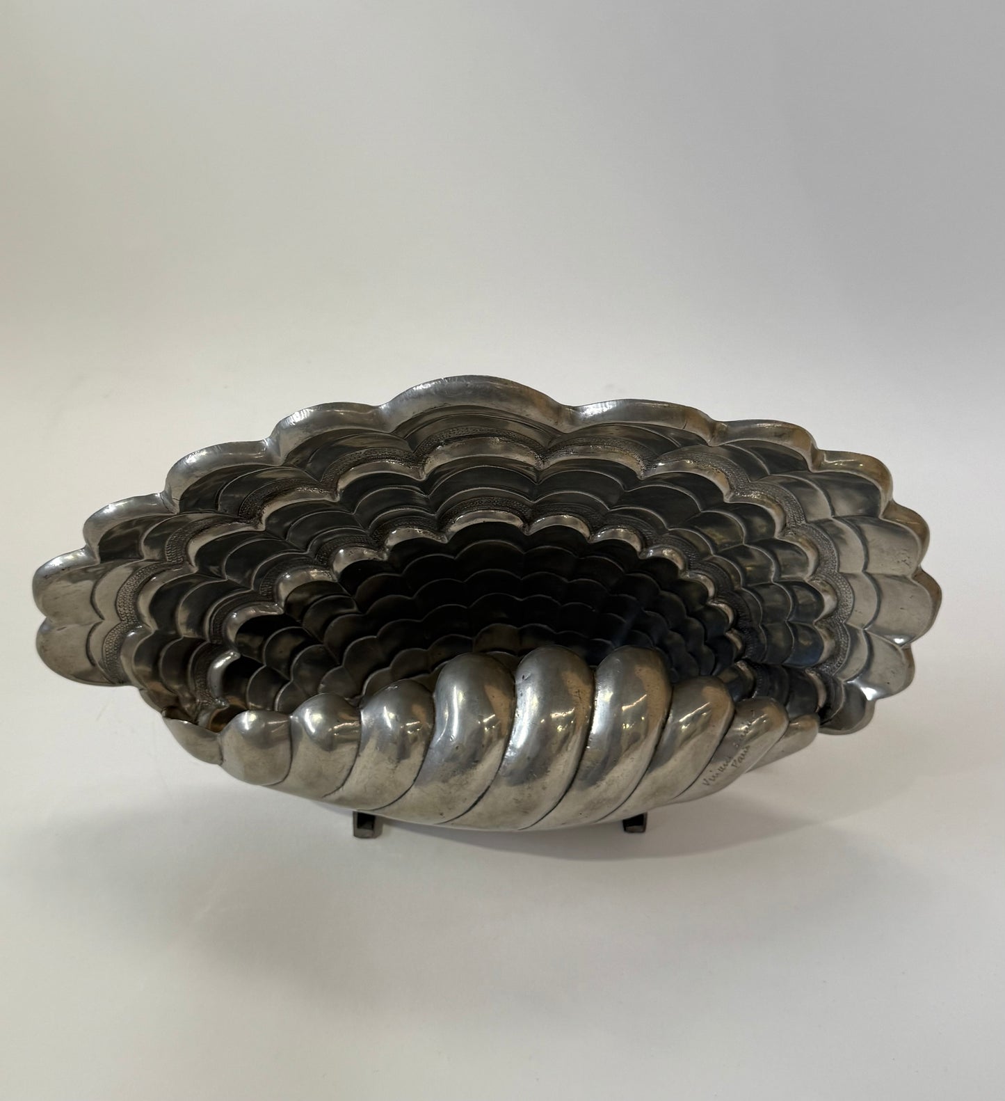 French Pewter Shell Lamp by Vincent Garnier