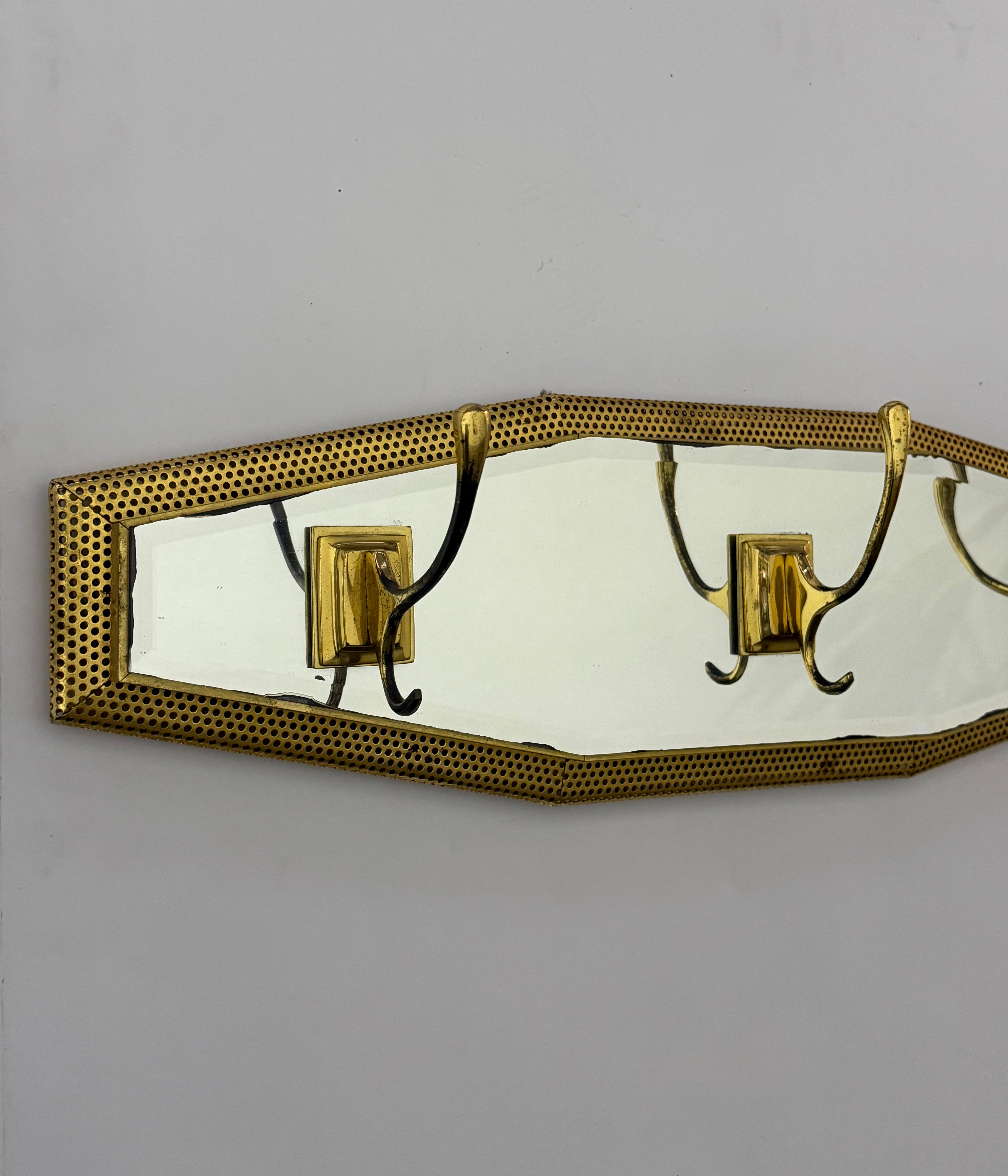 Vintage Perforated Brass Coat Rack