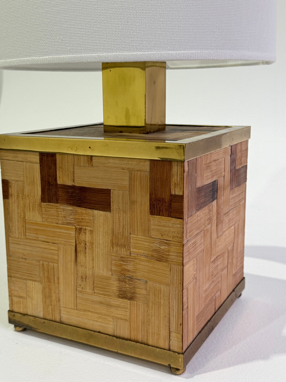 Vintage Italian Bamboo & Brass Lamp